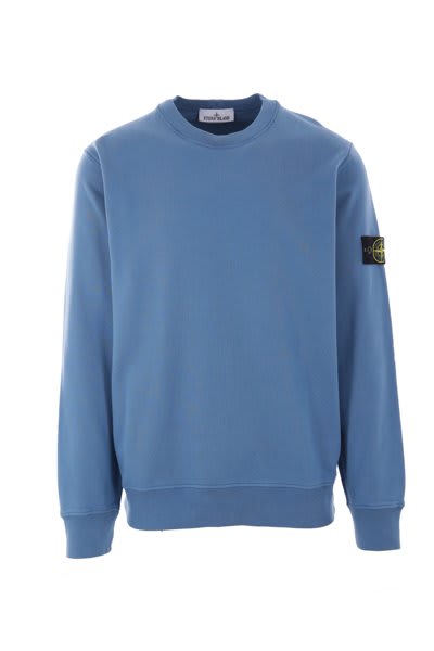 Shop Stone Island Logo Patch Crewneck Sweatshirt In Avio