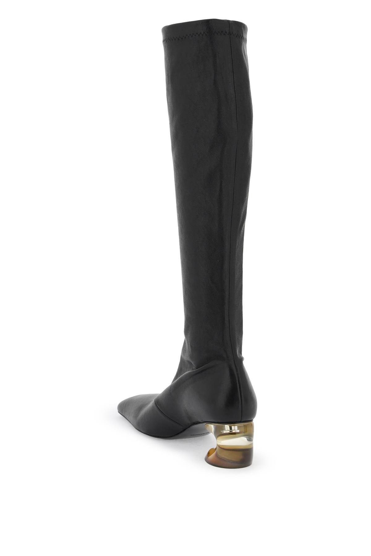 Shop Jil Sander Stretch Leather Boots In Black (black)