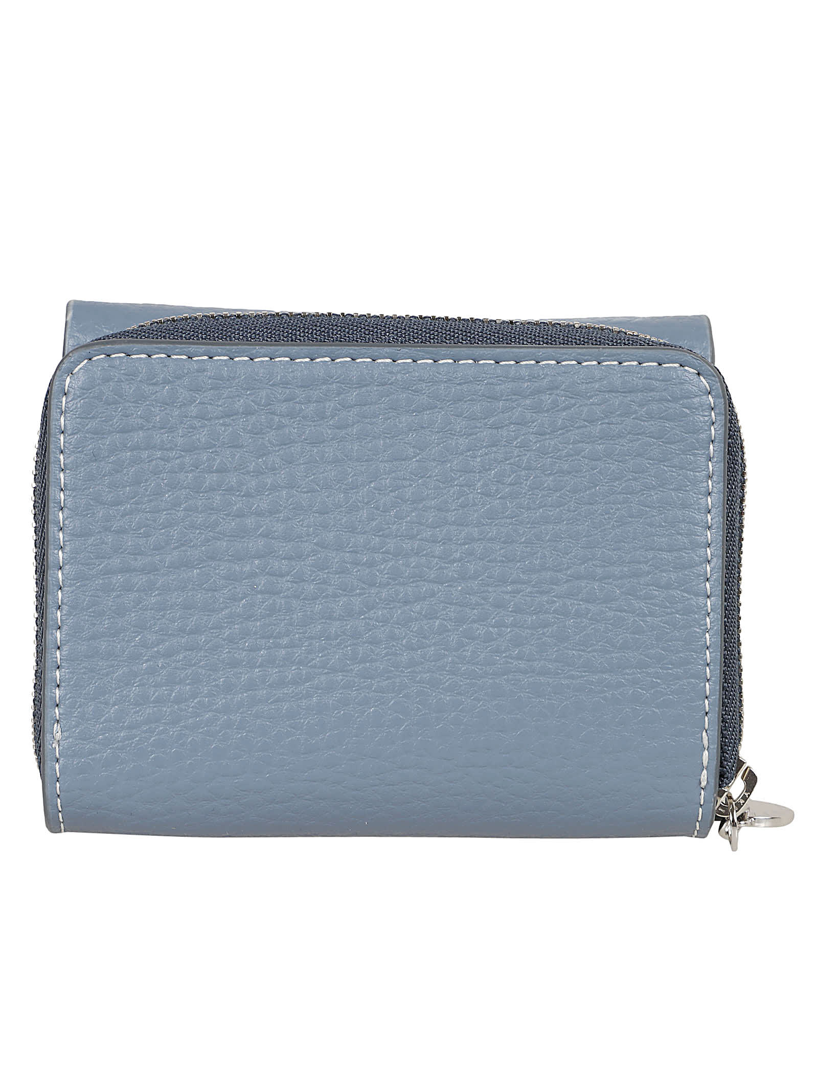 Shop Stella Mccartney Trifold Wallet Embossed Grainy Mat In Blue Grey