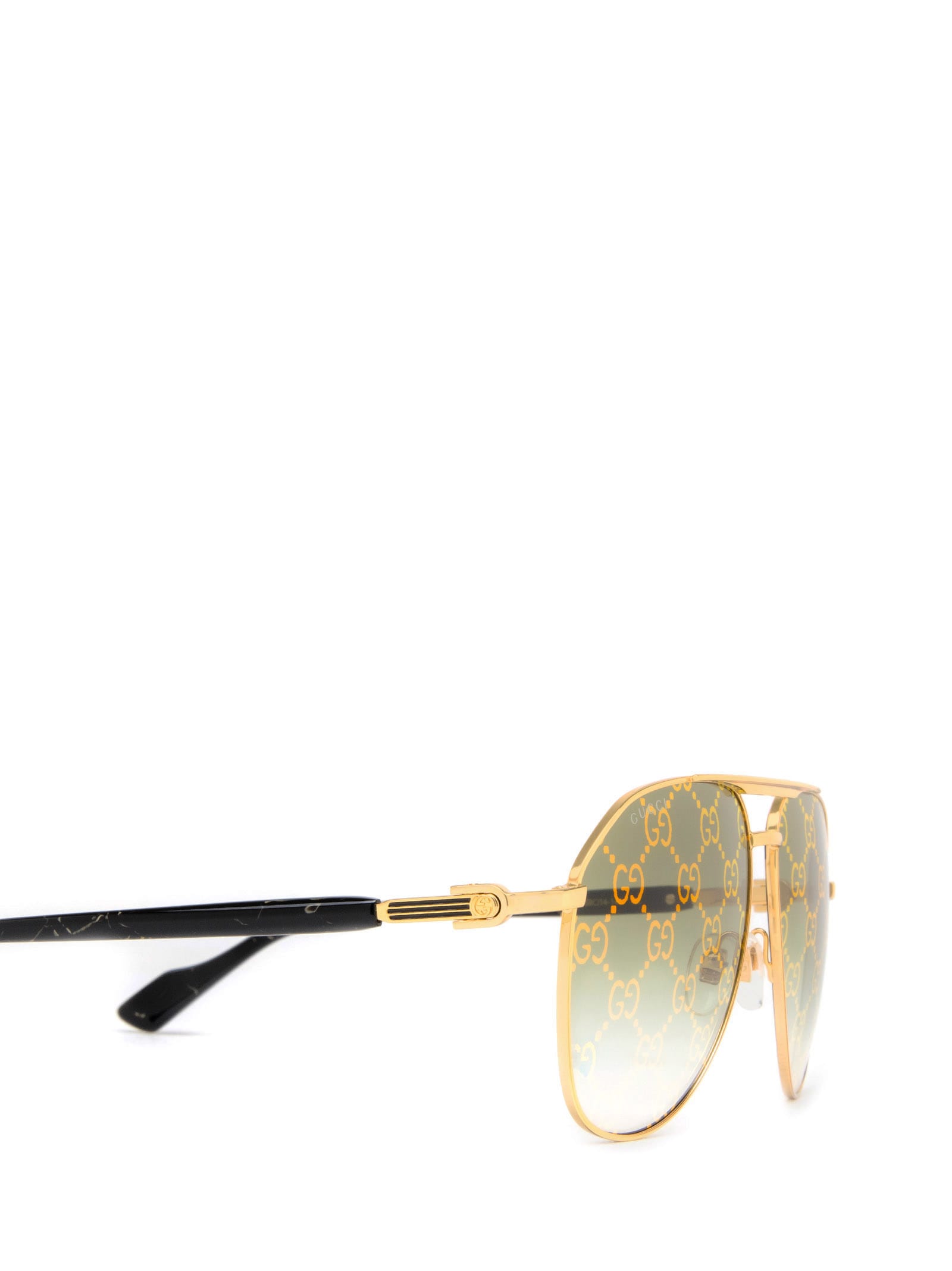 Shop Gucci Gg1220s Gold Sunglasses