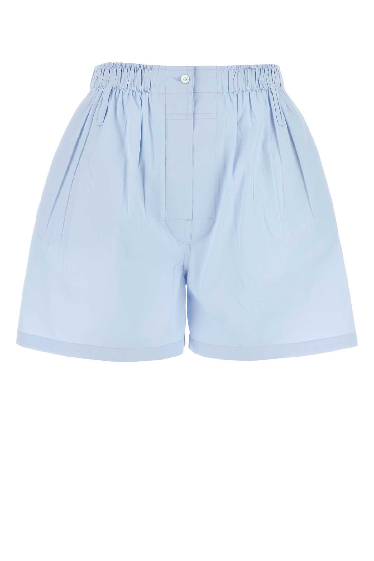 Prada Shorts In Popeline Azzurro Pastello Donna In Blue
