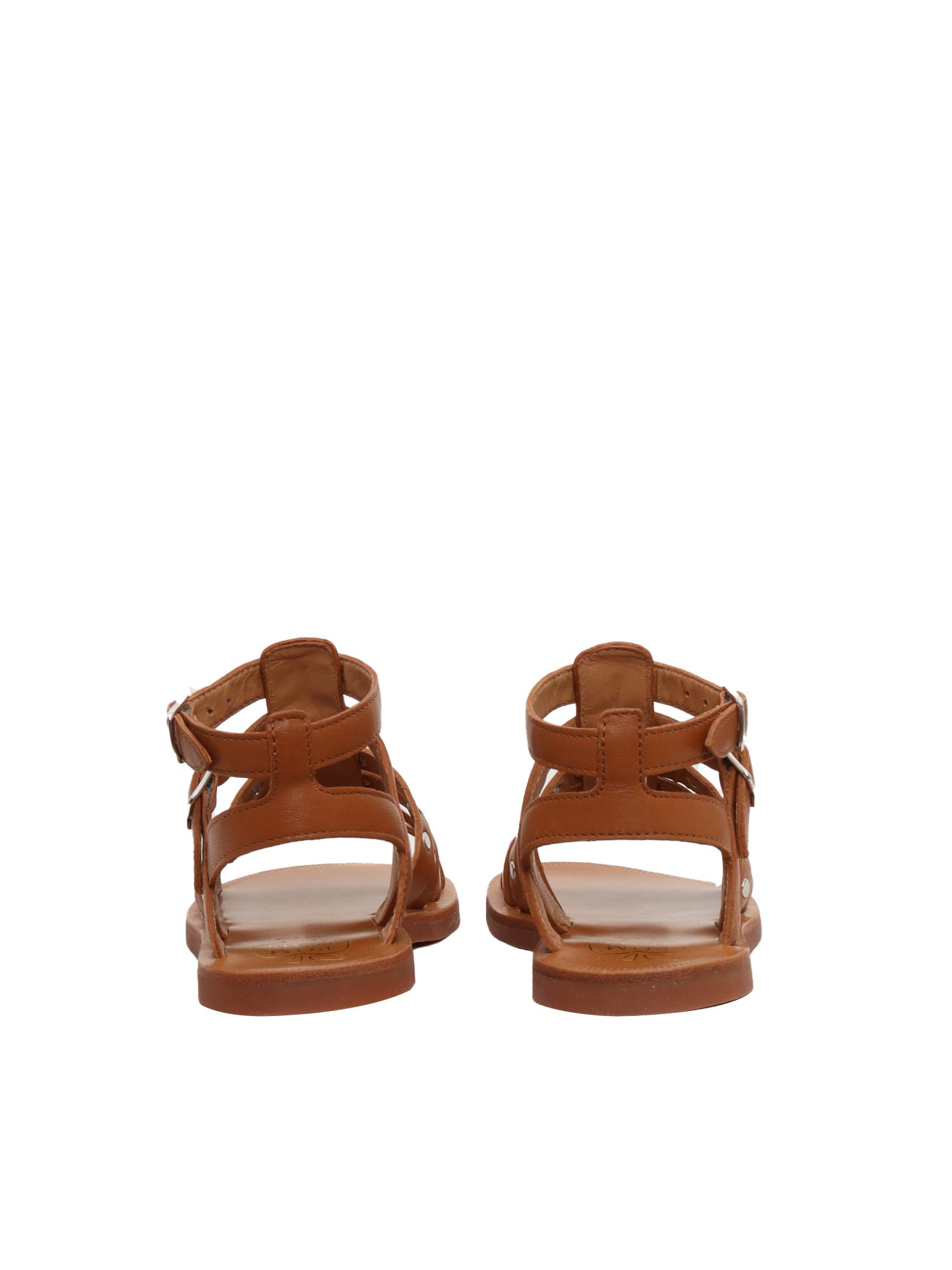 Shop Pom D'api Slave Sandals With Studs In Camel