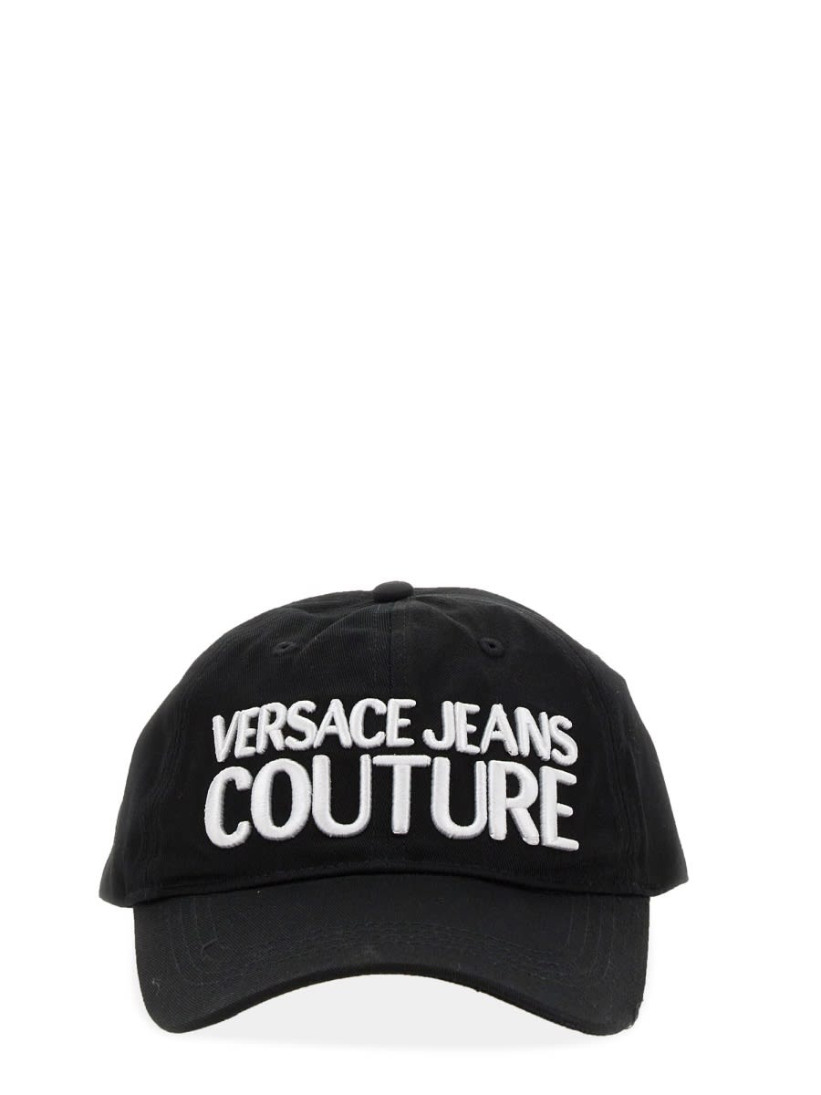 Shop Versace Jeans Couture Baseball Hat With Logo In Black