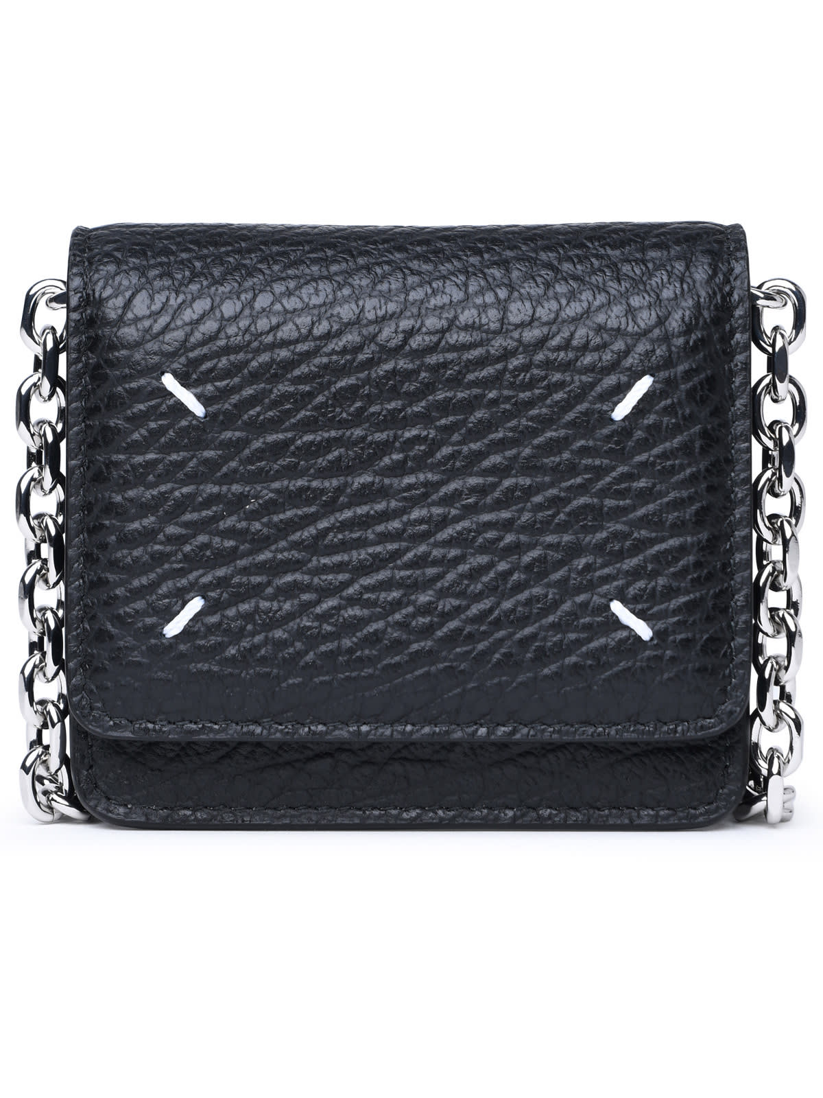 four Stitches Black Calf Leather Wallet