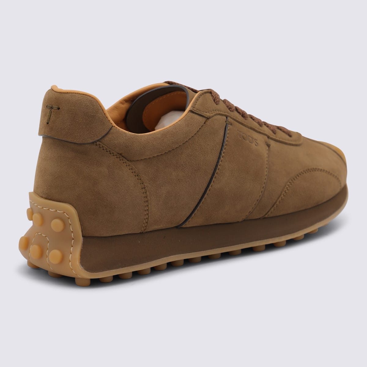 Tod's Brown Low Top Sneakers With Cleat Details On Heel And Sole In Brown