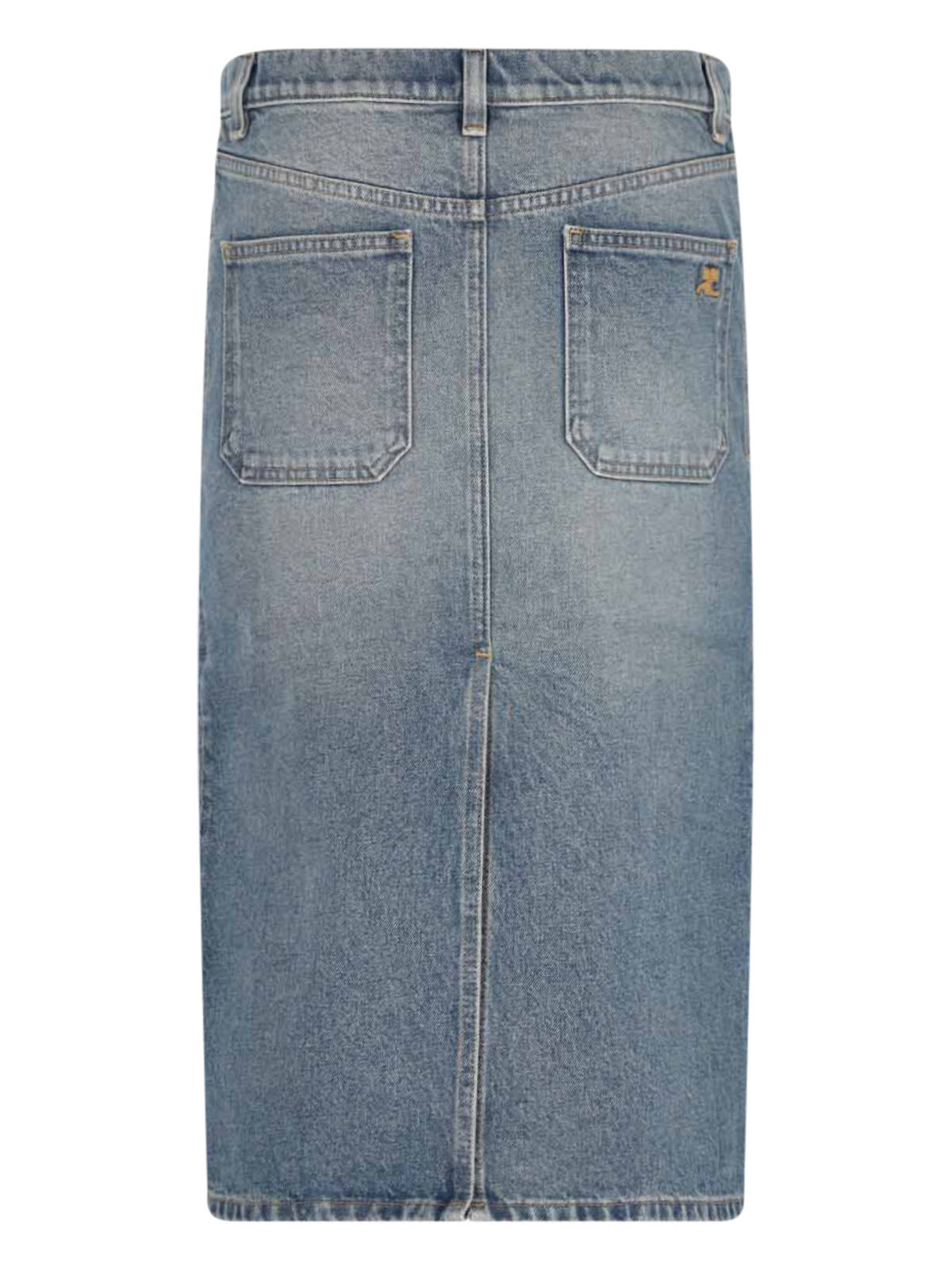 Shop Courrèges Denim Midi Skirt In Blue