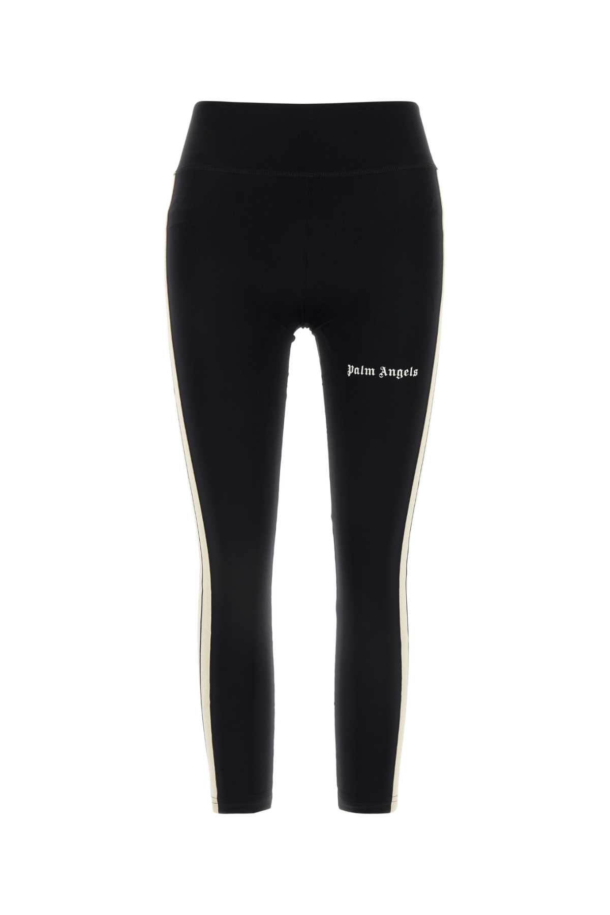 Shop Palm Angels Black Stretch Nylon Leggings In 1003