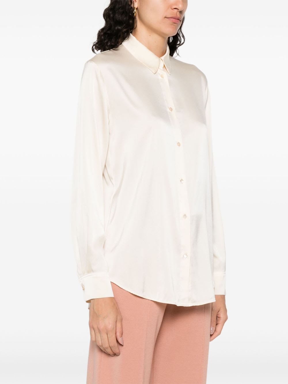 Forte Forte Essential Heavy Stretch Silk Satin Shirt In Neutral