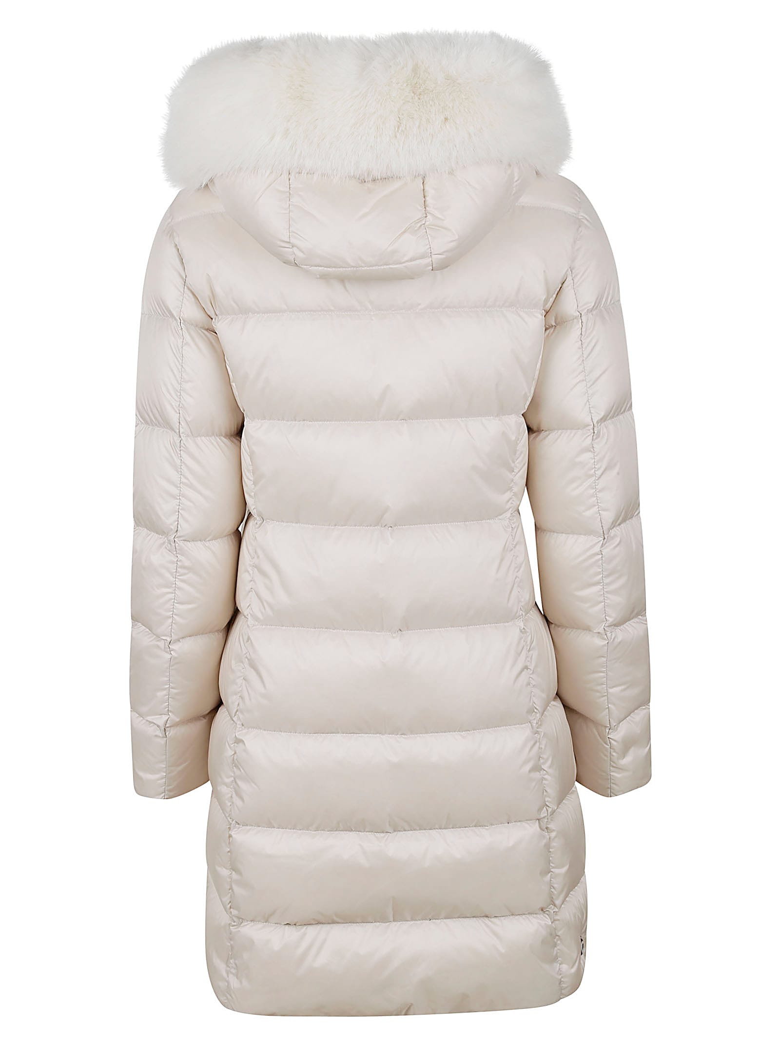 Shop Colmar Fitted Hood Mid-length Padded Jacket In Ivory