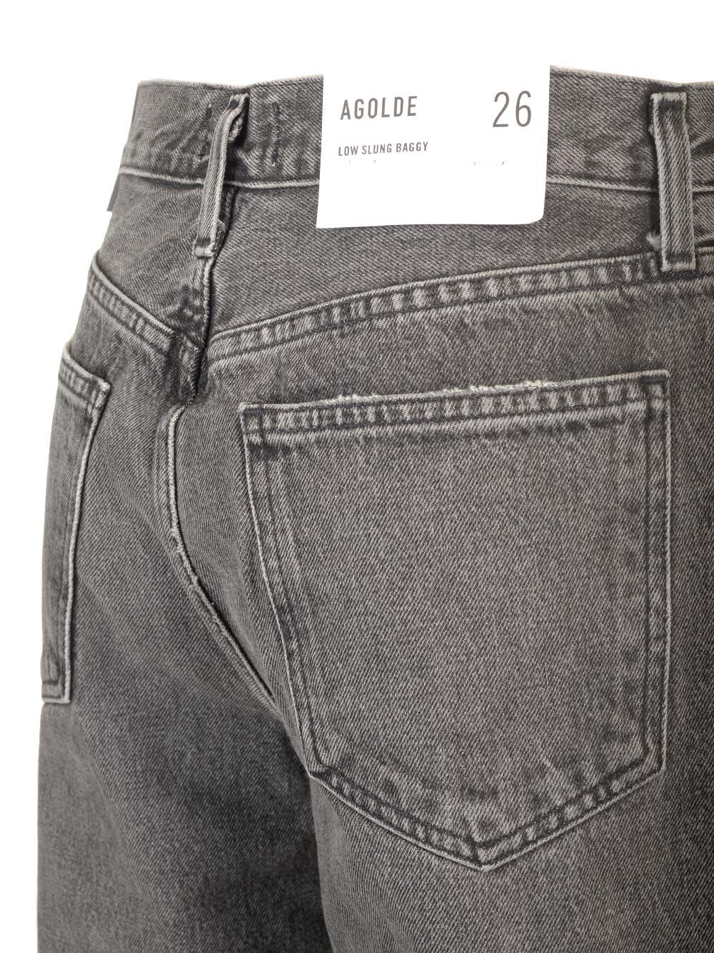 Agolde Grey Jeans With Low Waist And Wide Leg In Denim Woman In Grey