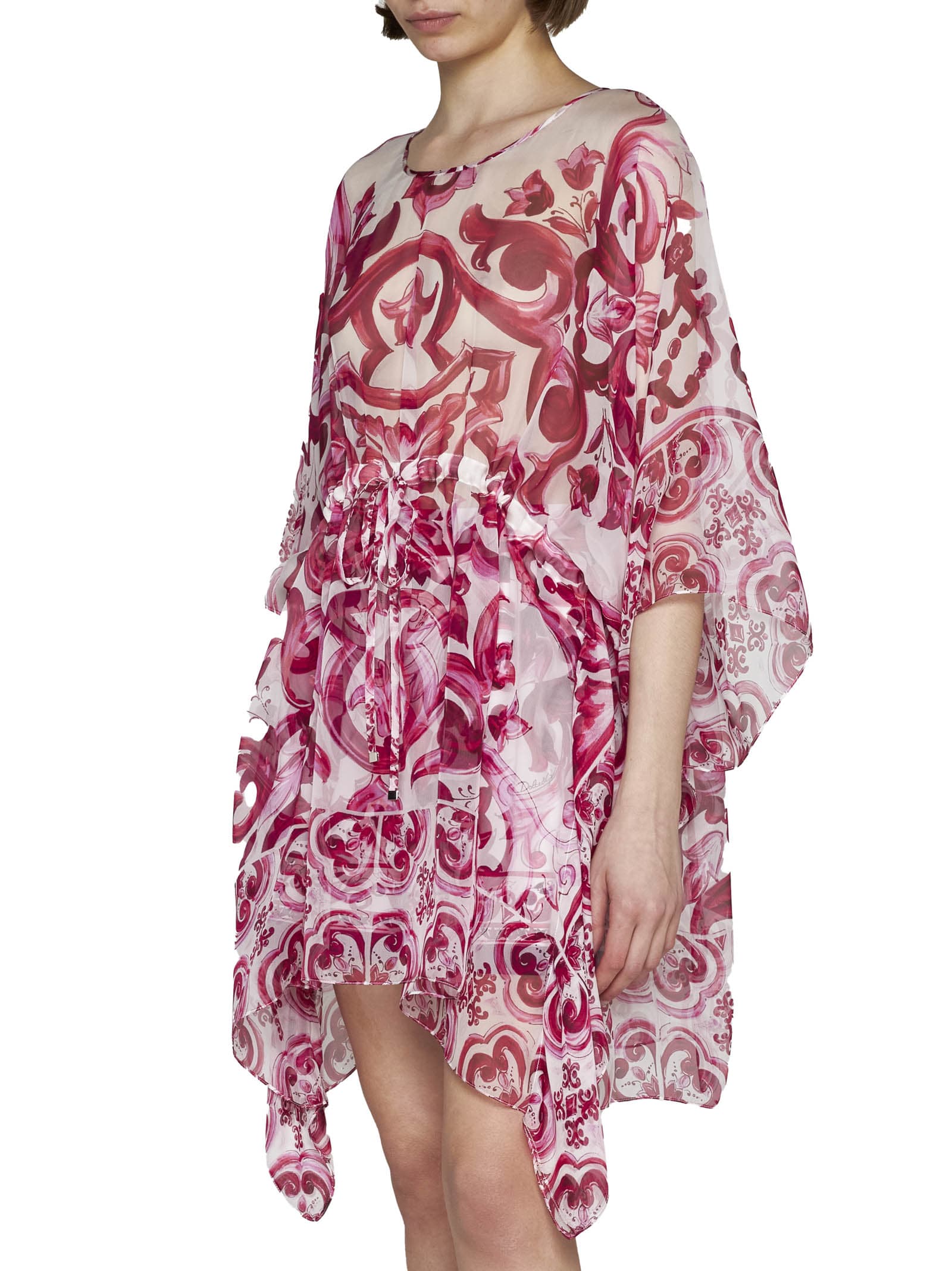 Shop Dolce & Gabbana Dress In Tris Maioliche Fuxia