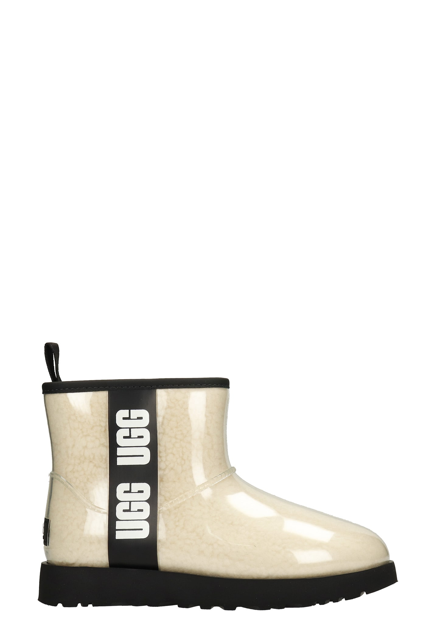 UGG Classic Clear Low Heels Ankle Boots In Beige Pvc