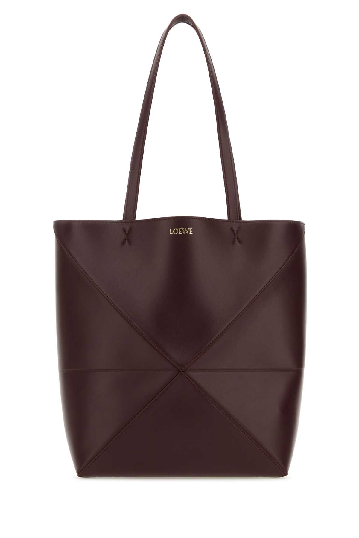 Loewe Grape Leather Medium Puzzle Fold Shopping Bag In Darkburgundy