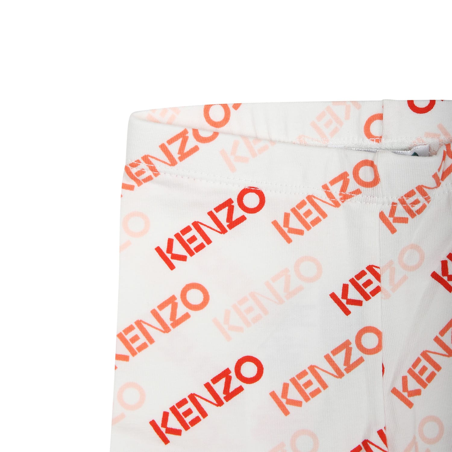 Shop Kenzo White Leggings For Baby Girl With All-over Logo