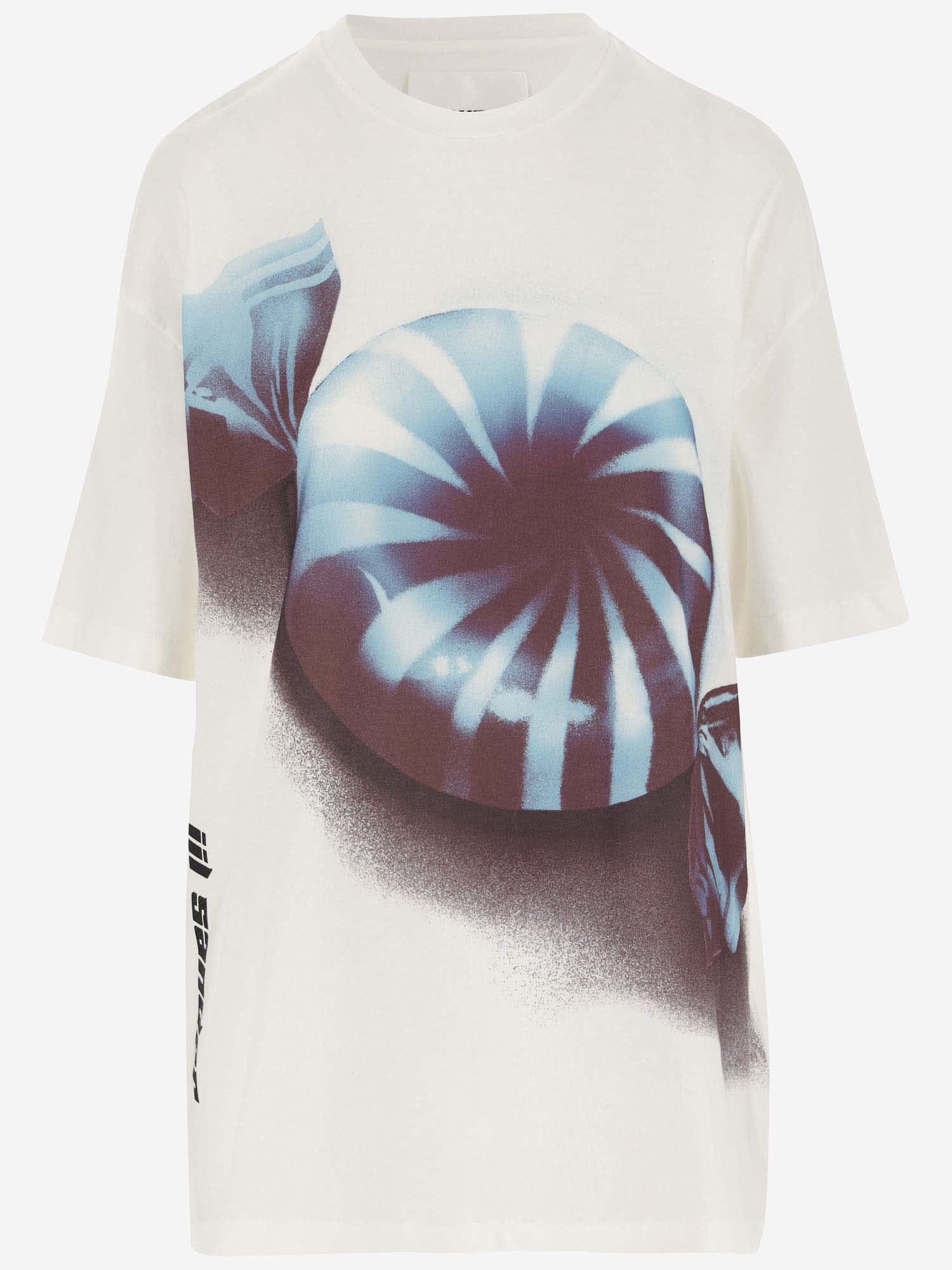 JIL SANDER OVERSIZED T-SHIRT WITH GRAPHIC AND LOGO PRINT