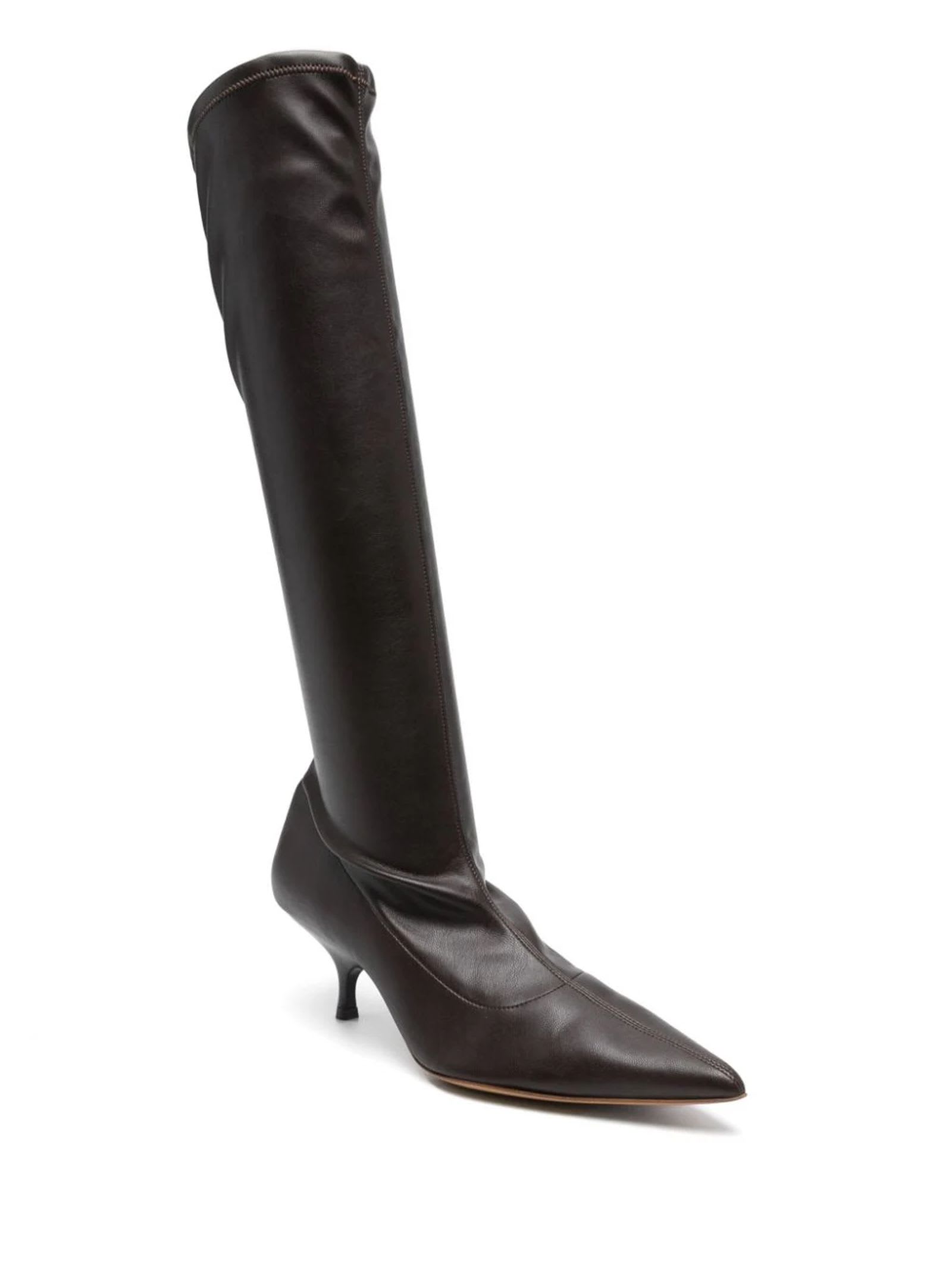 Shop Gia Borghini Coffee Brown Faux Leather Boots