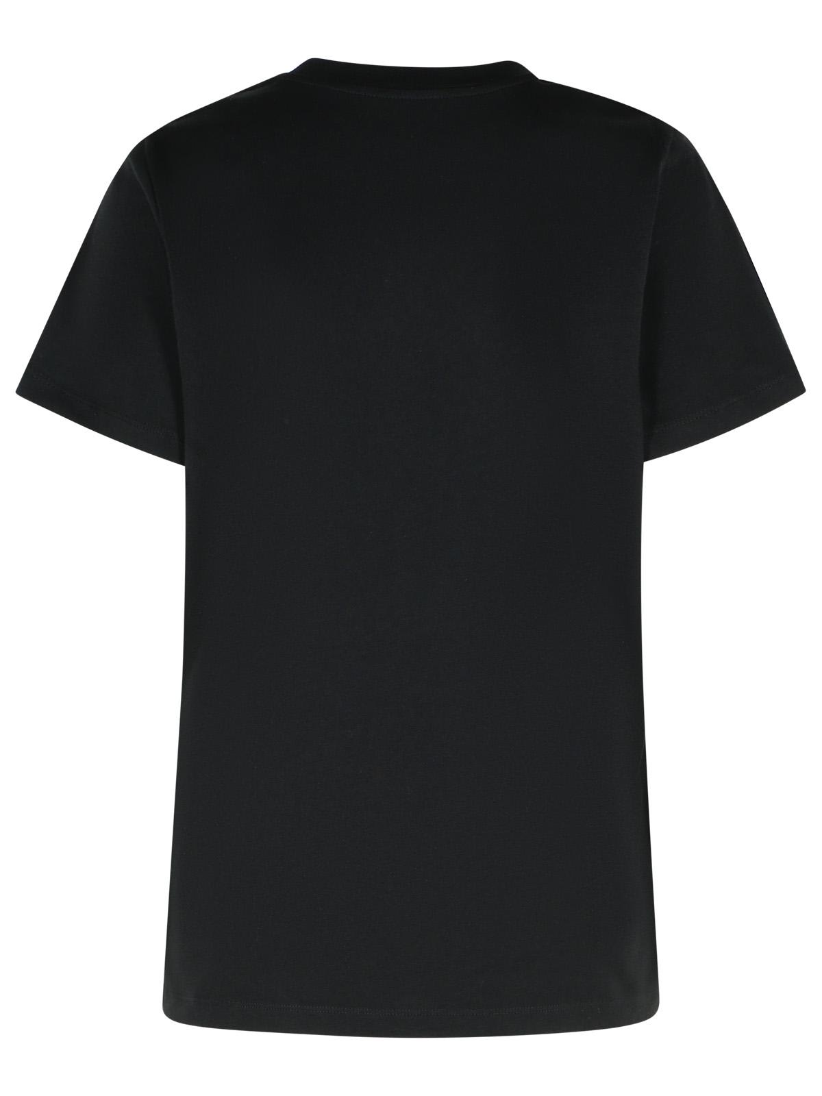 Moncler Black T-shirt With Embroidered Logo On The Front And Logo Patch On The Sleeve In Cotton Woma In Black