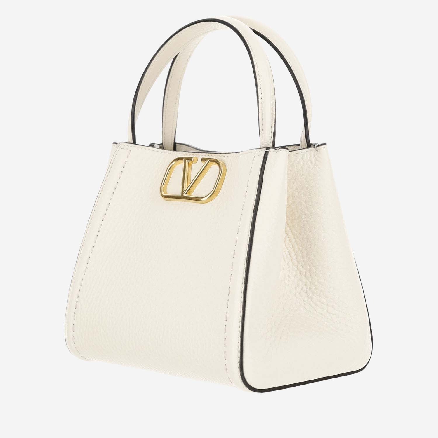 Shop Valentino Alltime Small Handbag Made Of Grained Calf Leather In White