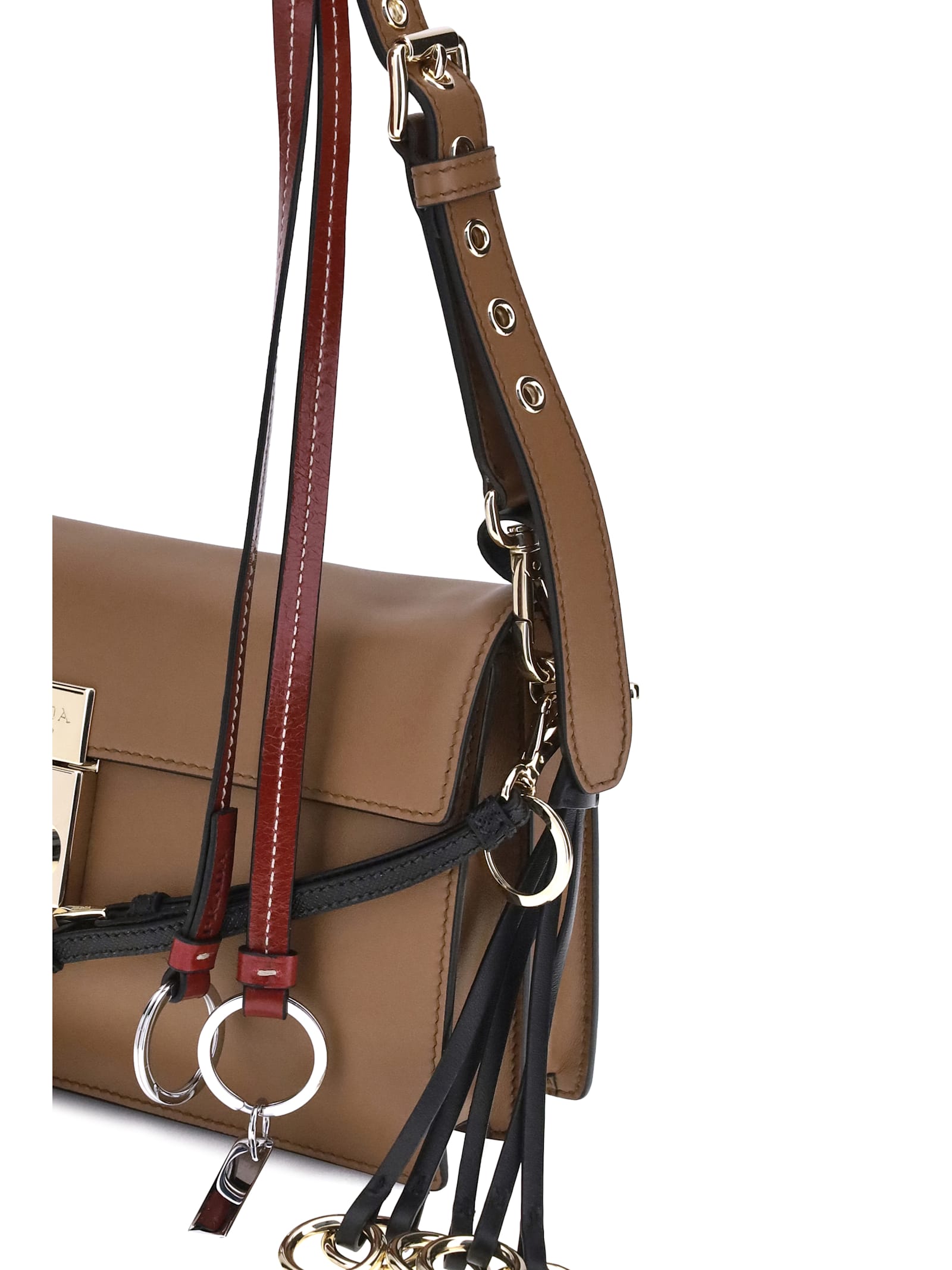 Prada Soft Sound Small Shoulder Bag In Brown