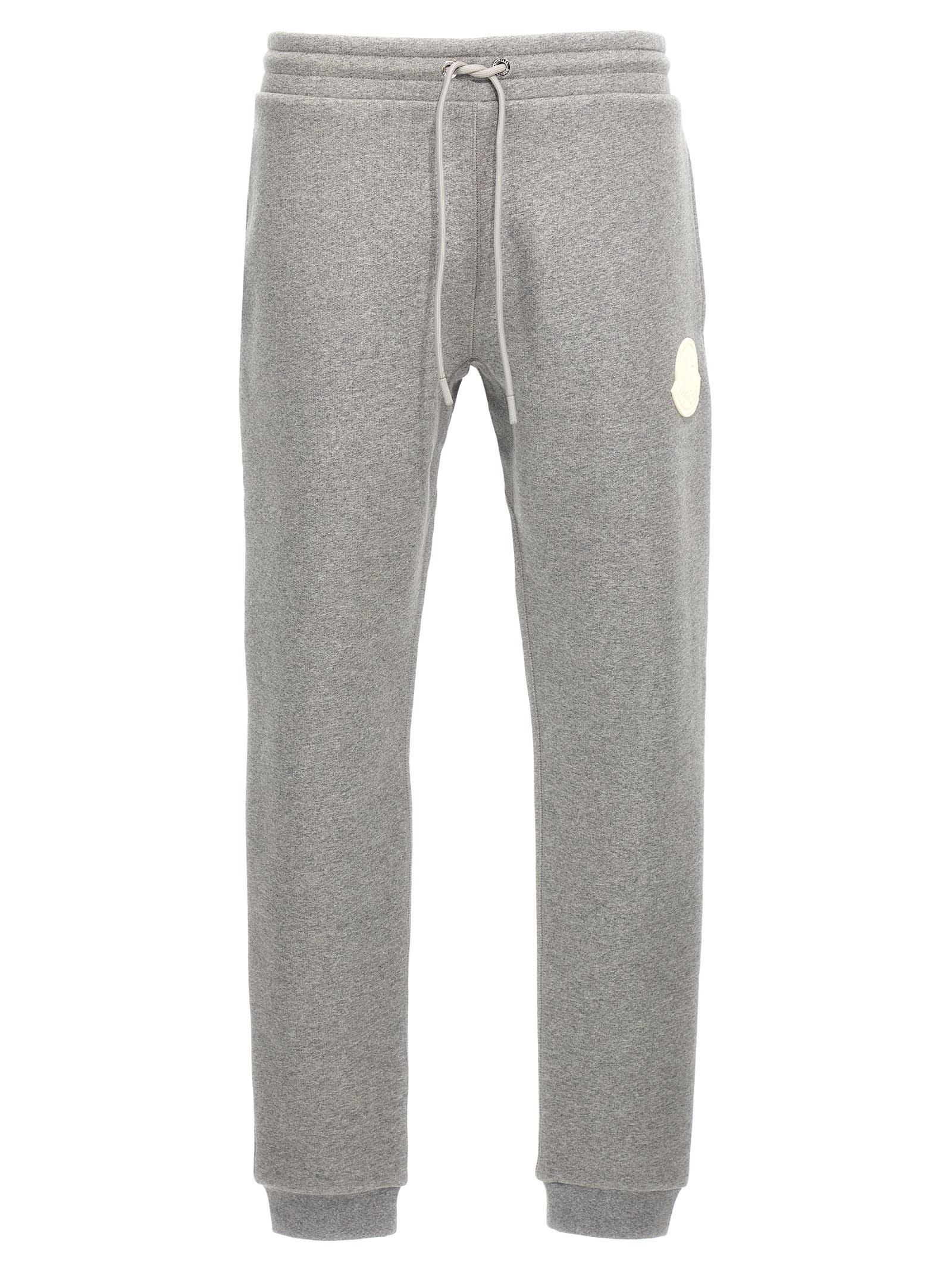 Grey Joggers With Contrast Logo Patch