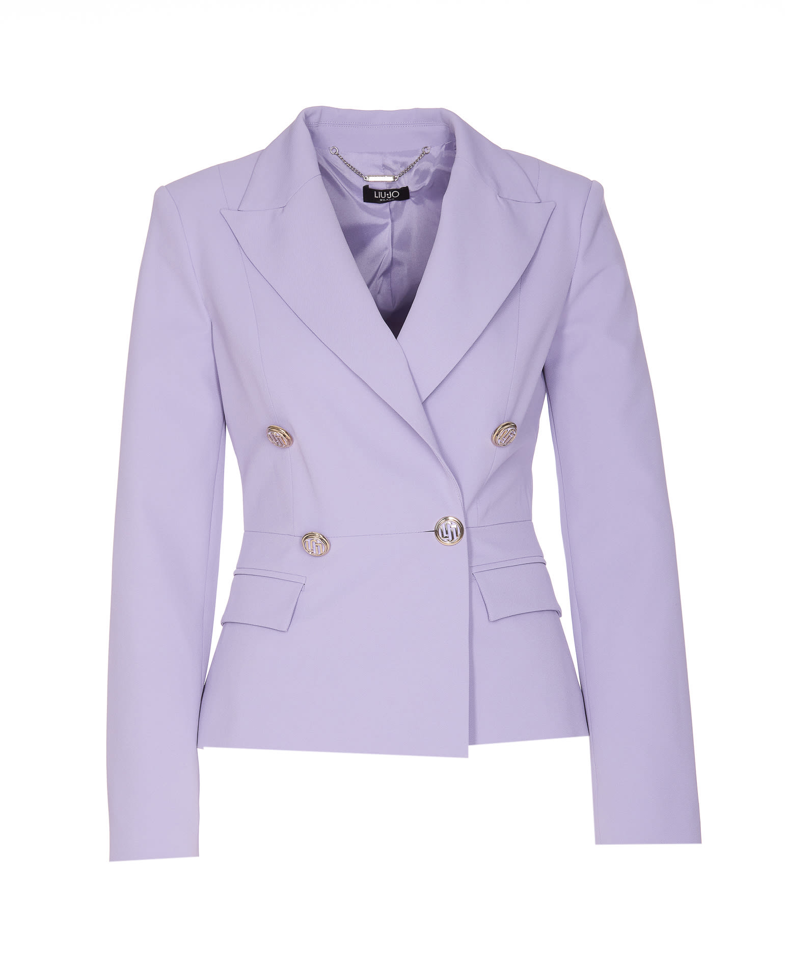 Shop Liu •jo Double Breasted Buttons Jacket In Purple