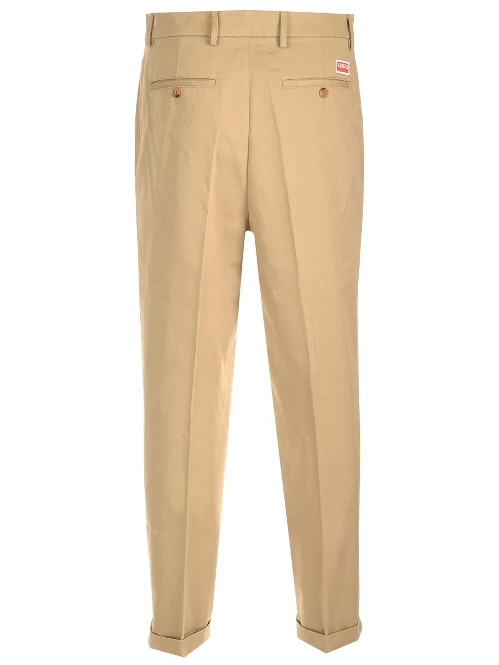 Shop Kenzo Cotton Trousers  In Beige