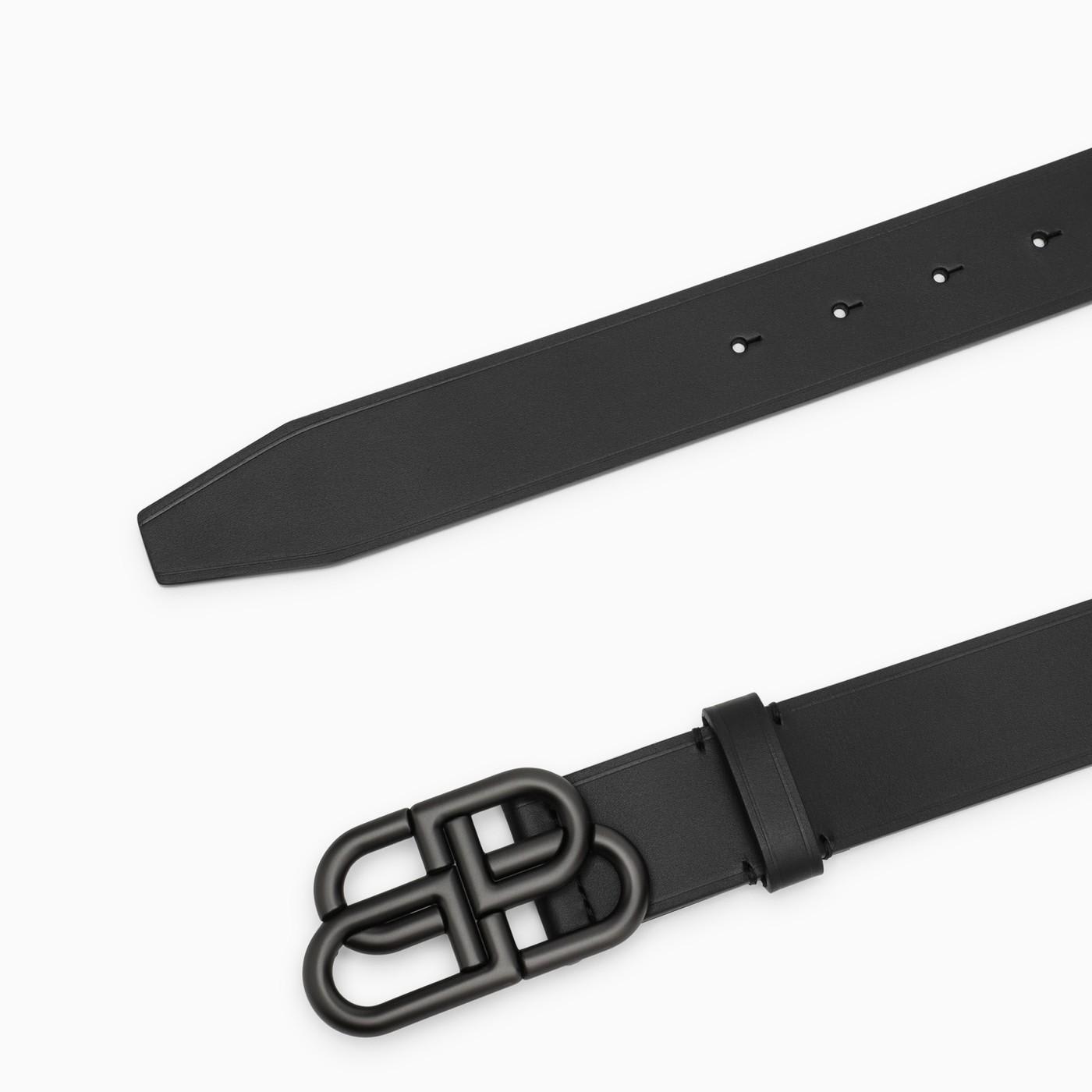 Shop Balenciaga Black Leather Bb Belt