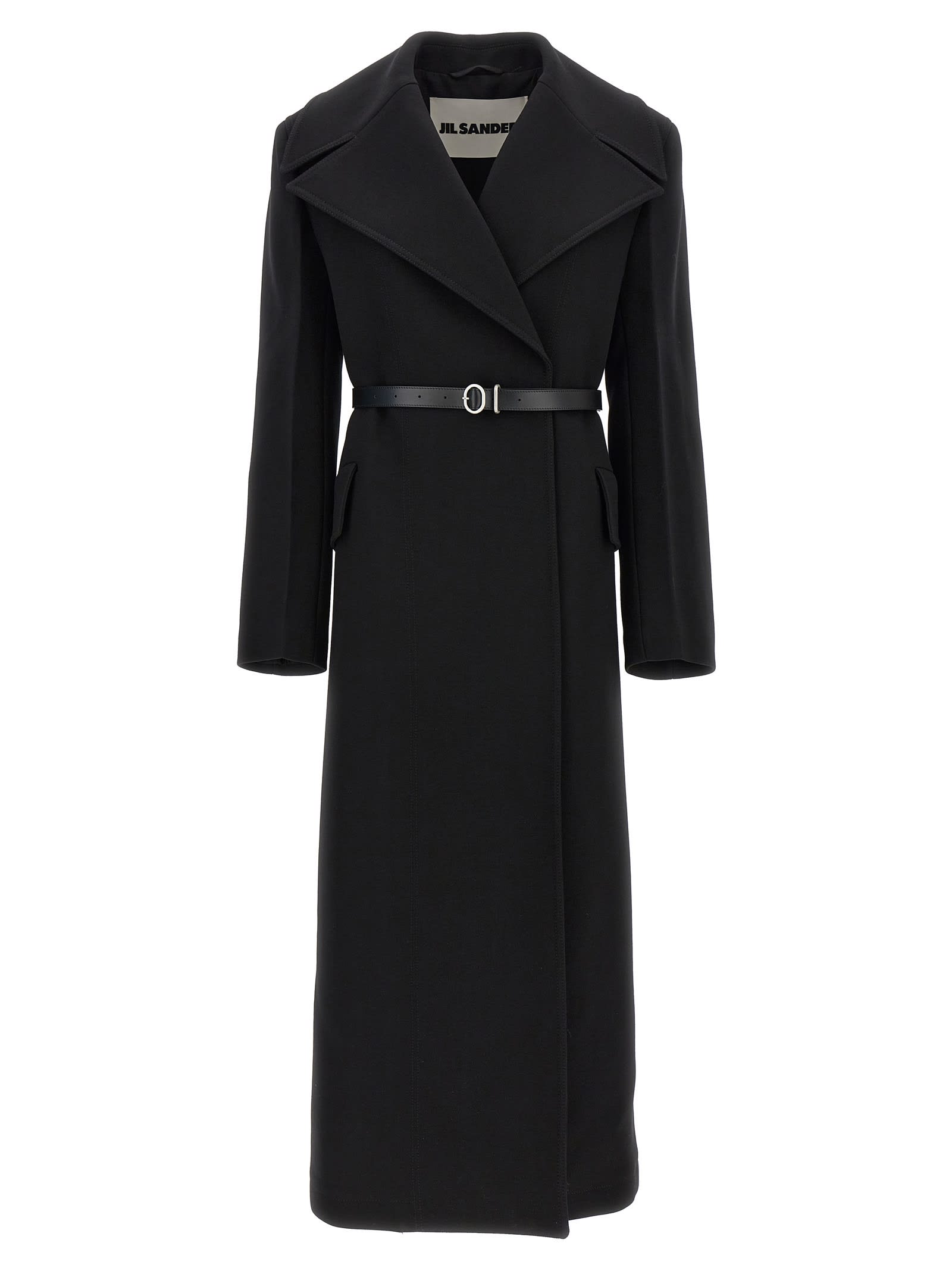 Shop Jil Sander Double-breasted Coat In Black