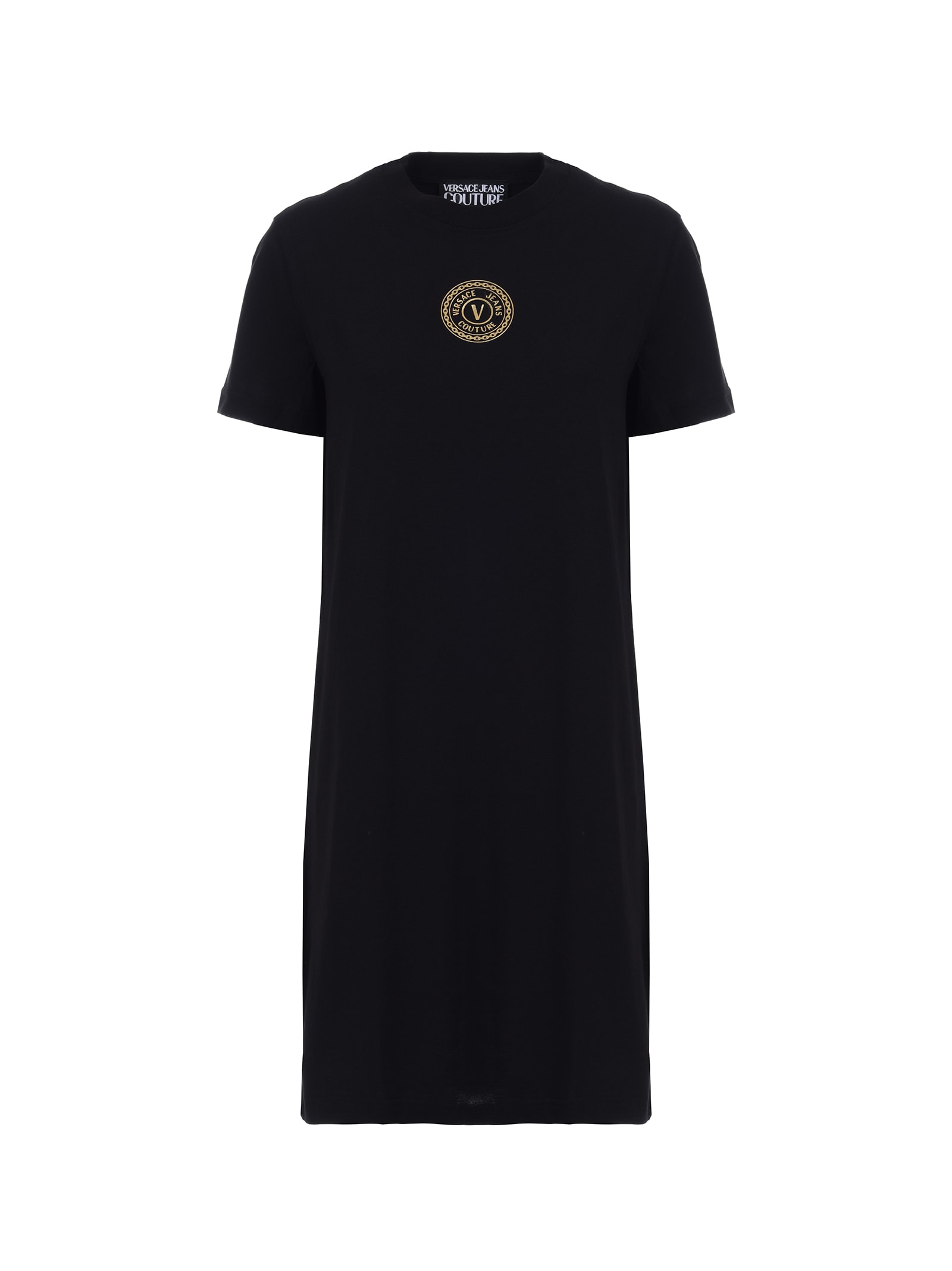 Versace Jeans Couture Black Dress With Gold Emblem Logo