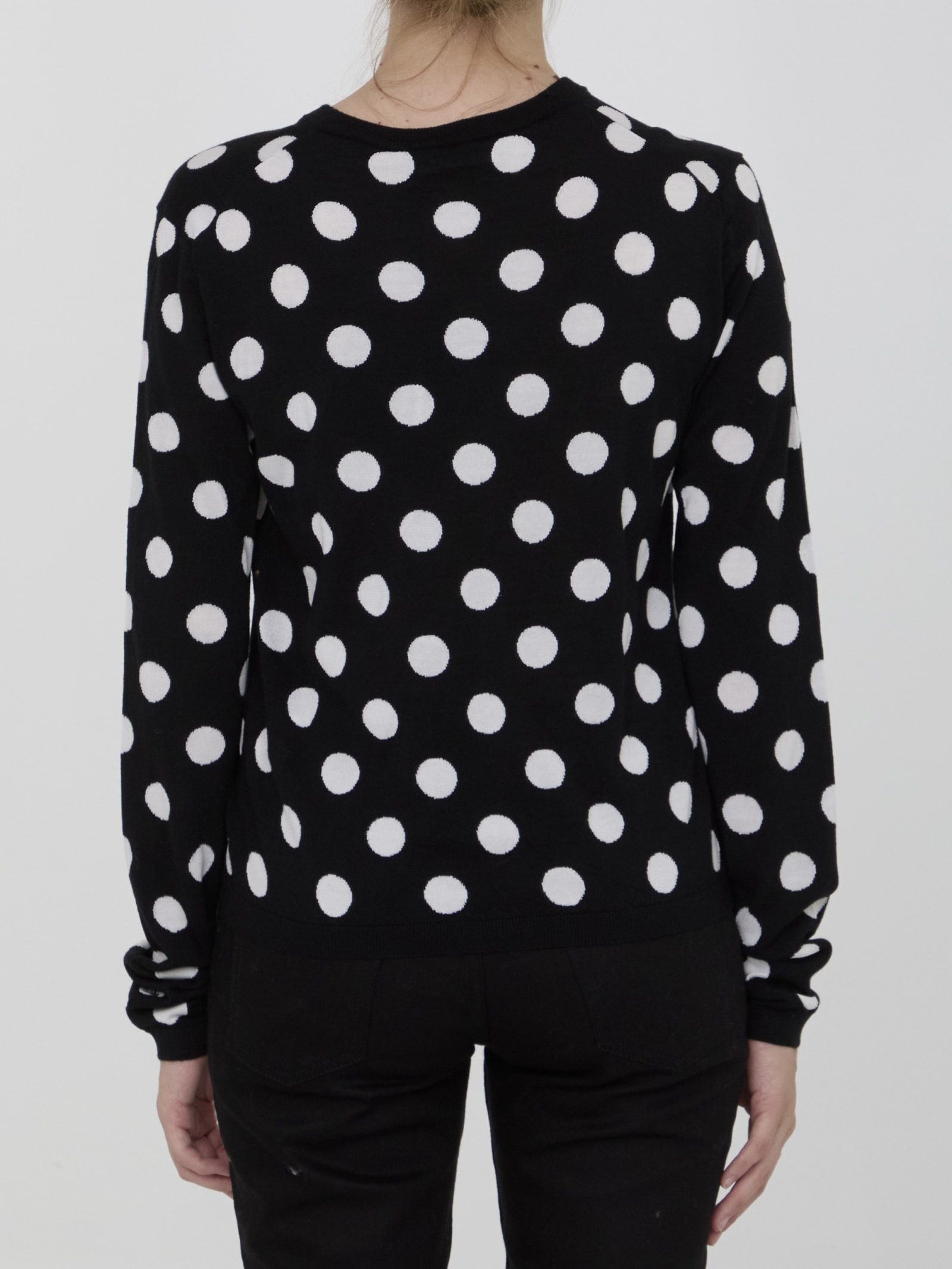 Shop Dolce & Gabbana Cardigan With Polka-dot Motif In Black