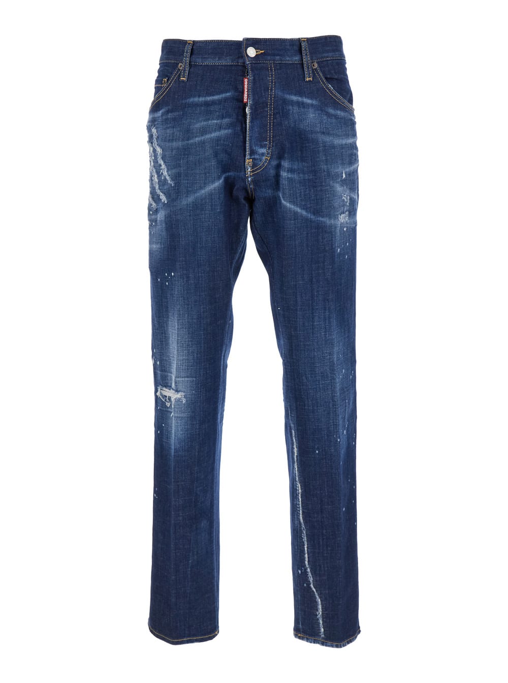 Shop Dsquared2 Cool Guy Blue Straight Jeans With Faded Effect In Stretch Cotton Denim Man