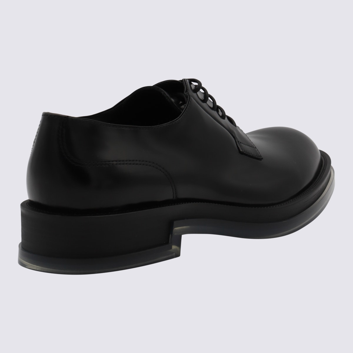 Shop Alexander Mcqueen Black Leather Lace Up Shoes In Black/transparent