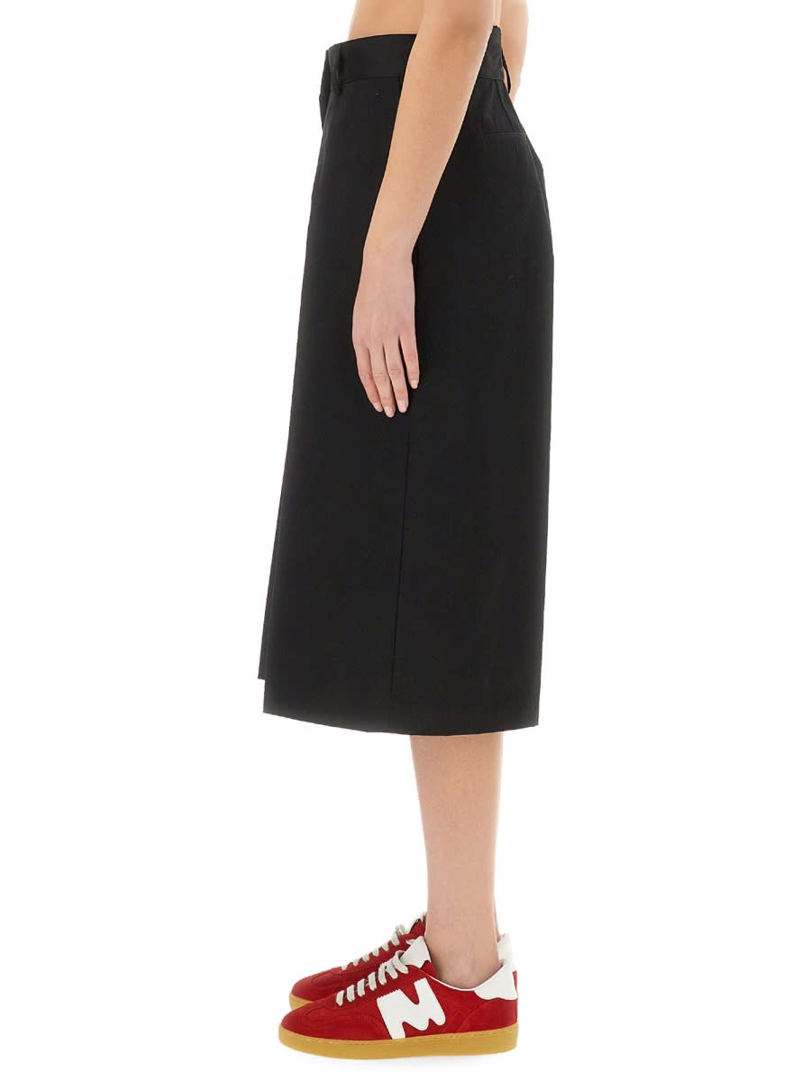 Shop Msgm Wide-leg Midi Pants In Black