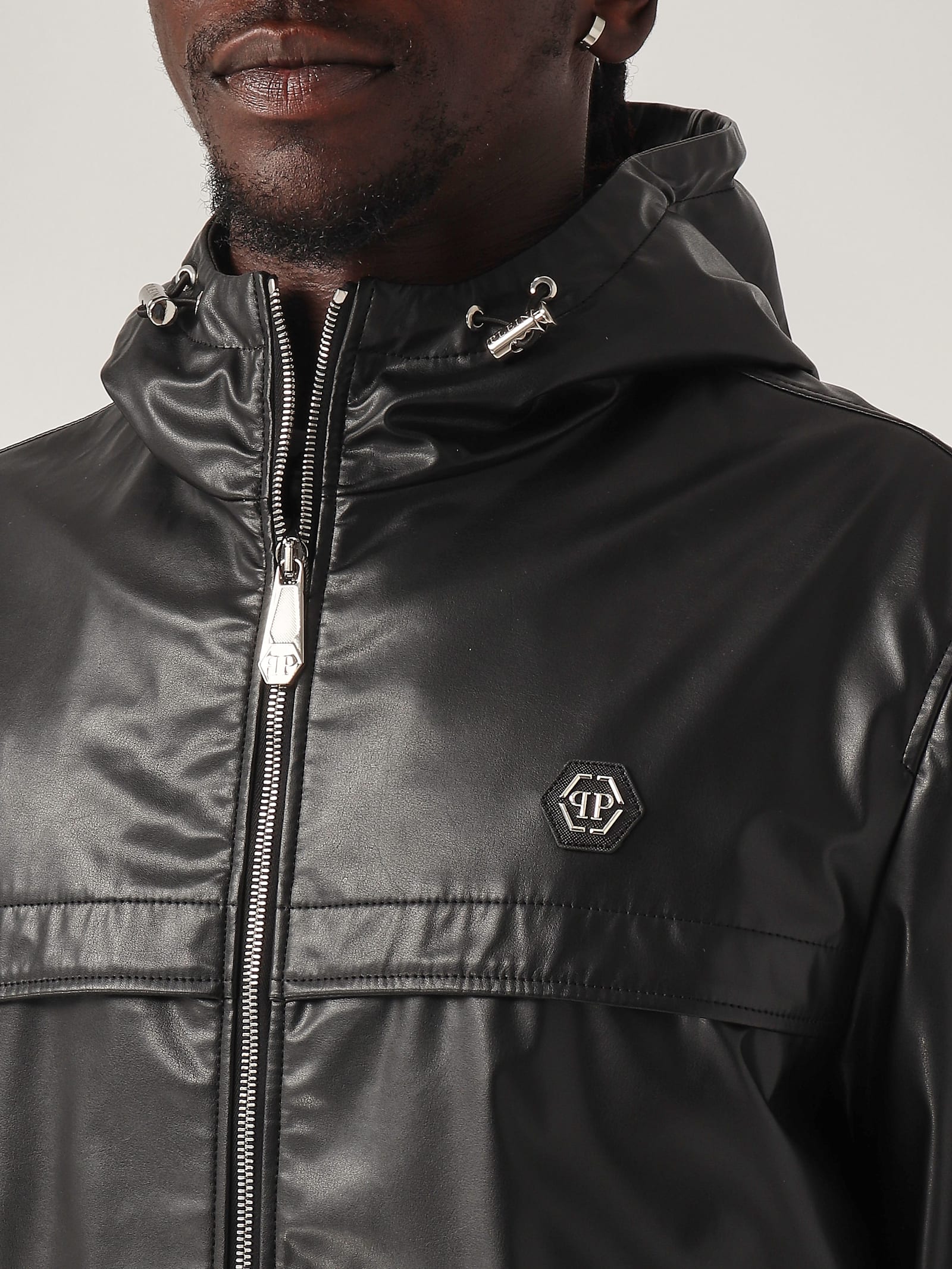 Shop Philipp Plein Windbreaker Jacket In Nero