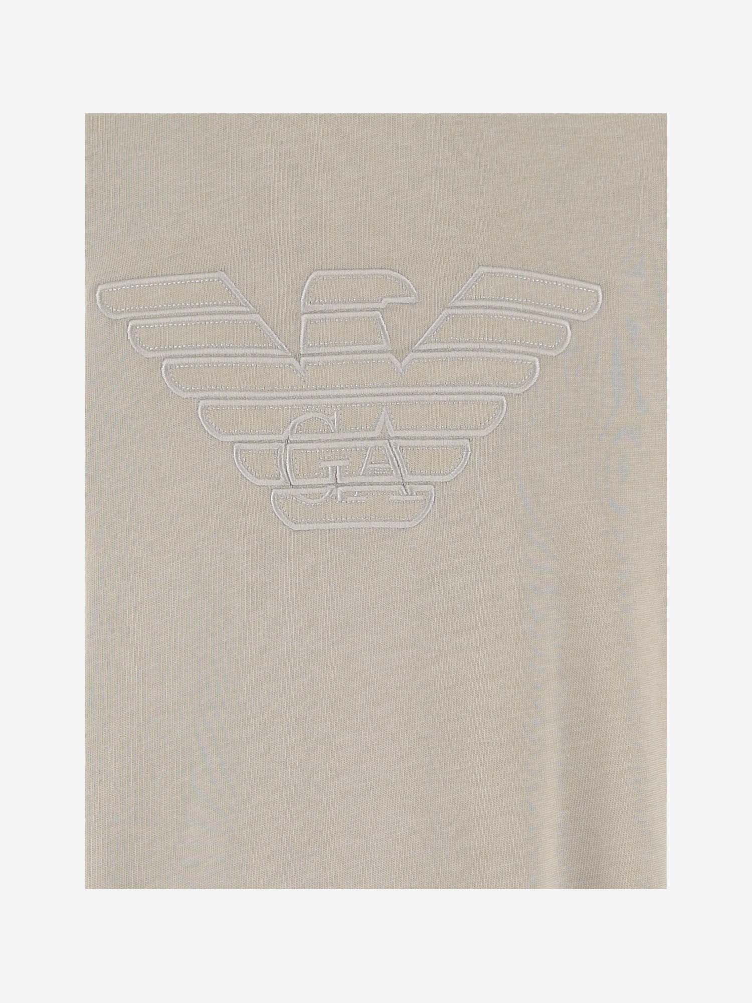 Shop Emporio Armani Cotton T-shirt With Logo In Beige