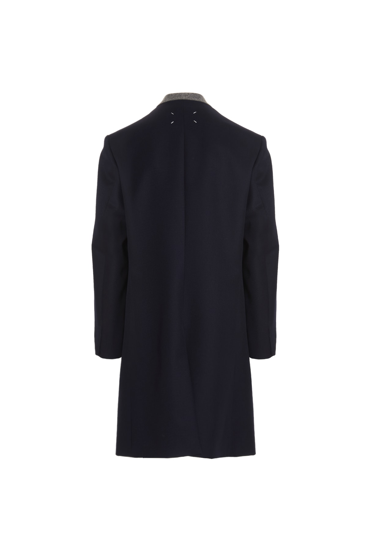 Maison Margiela Cavalry Single-breasted Wool Coat In Blue