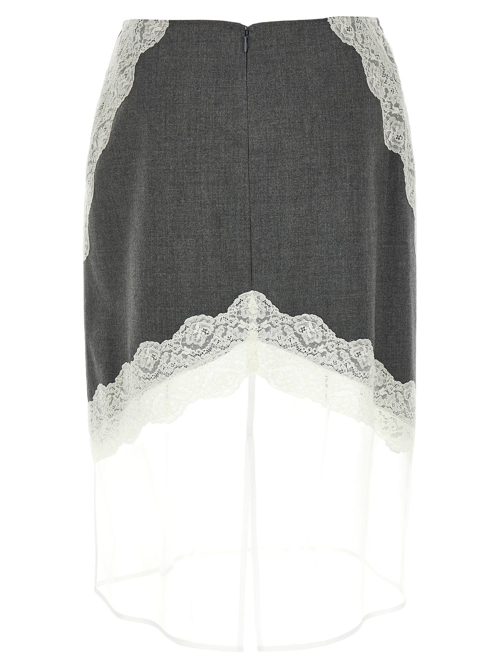 Jil Sander Organza Lace Wool Skirt Skirts Gray In Gray
