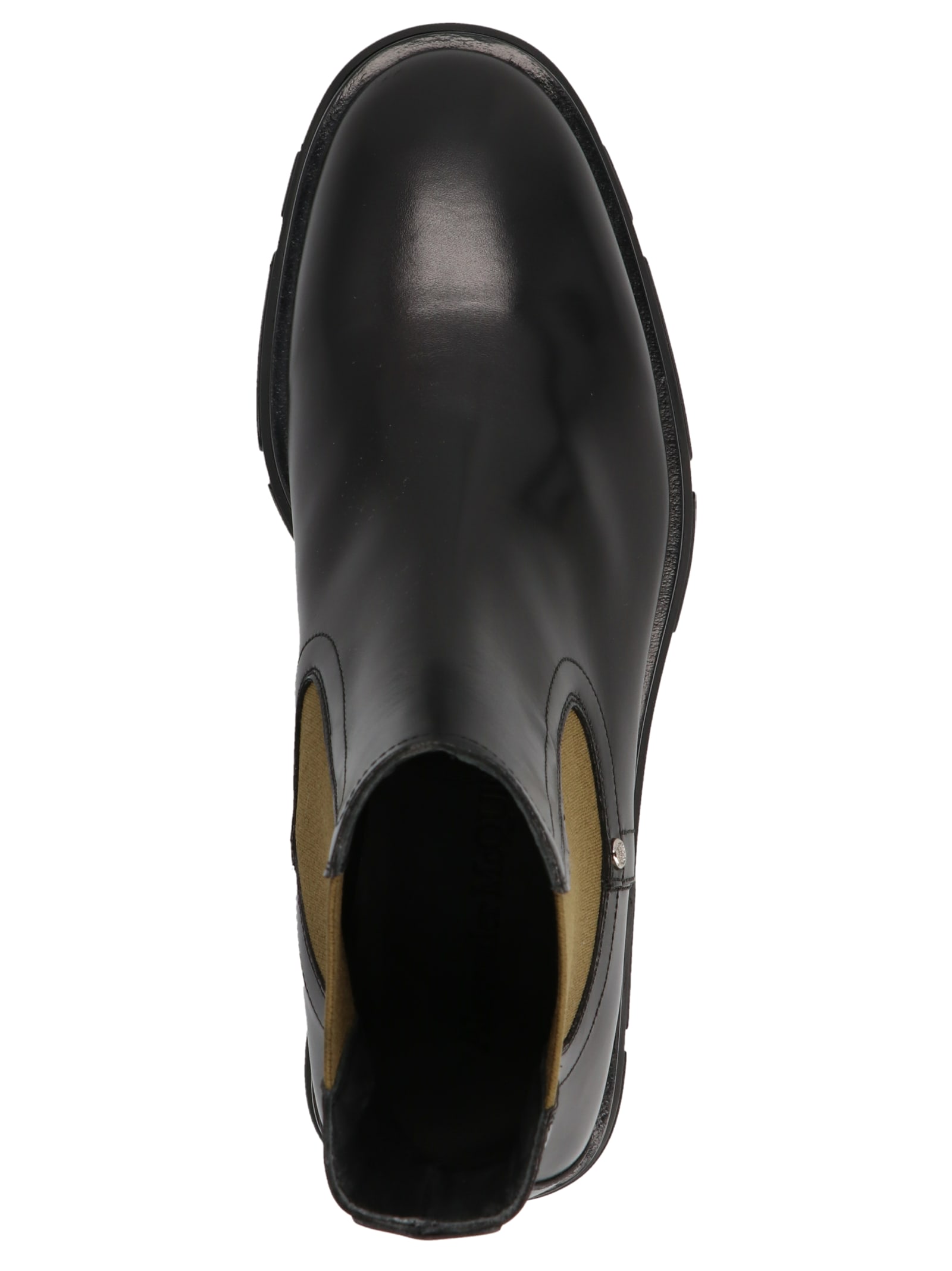 Alexander Mcqueen Stack Chelsea Ankle Boots In Black Khaki Silver
