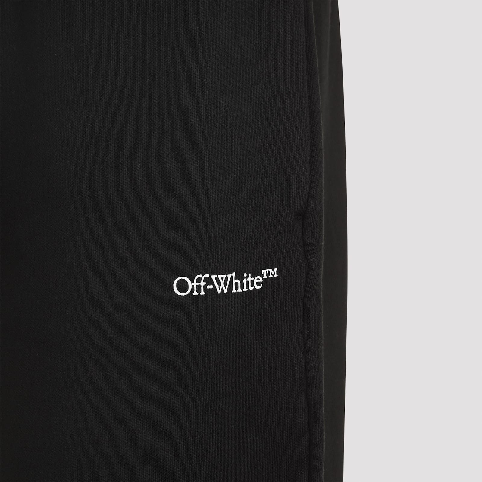 Off-white Wide-leg Cotton Joggers With Cuffed Hem In Black