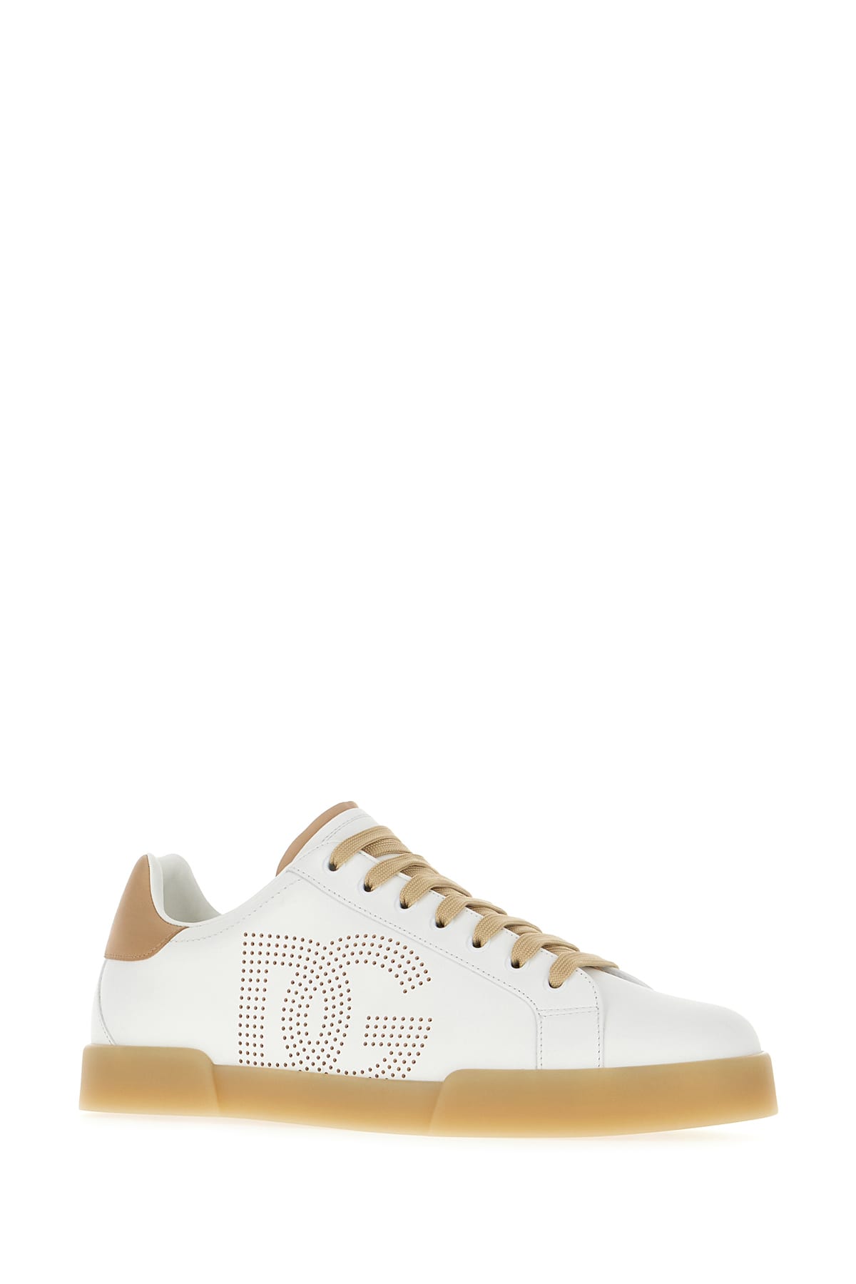 Shop Dolce & Gabbana Two-tone Leather Portofino Sneakers In Bianco Crema