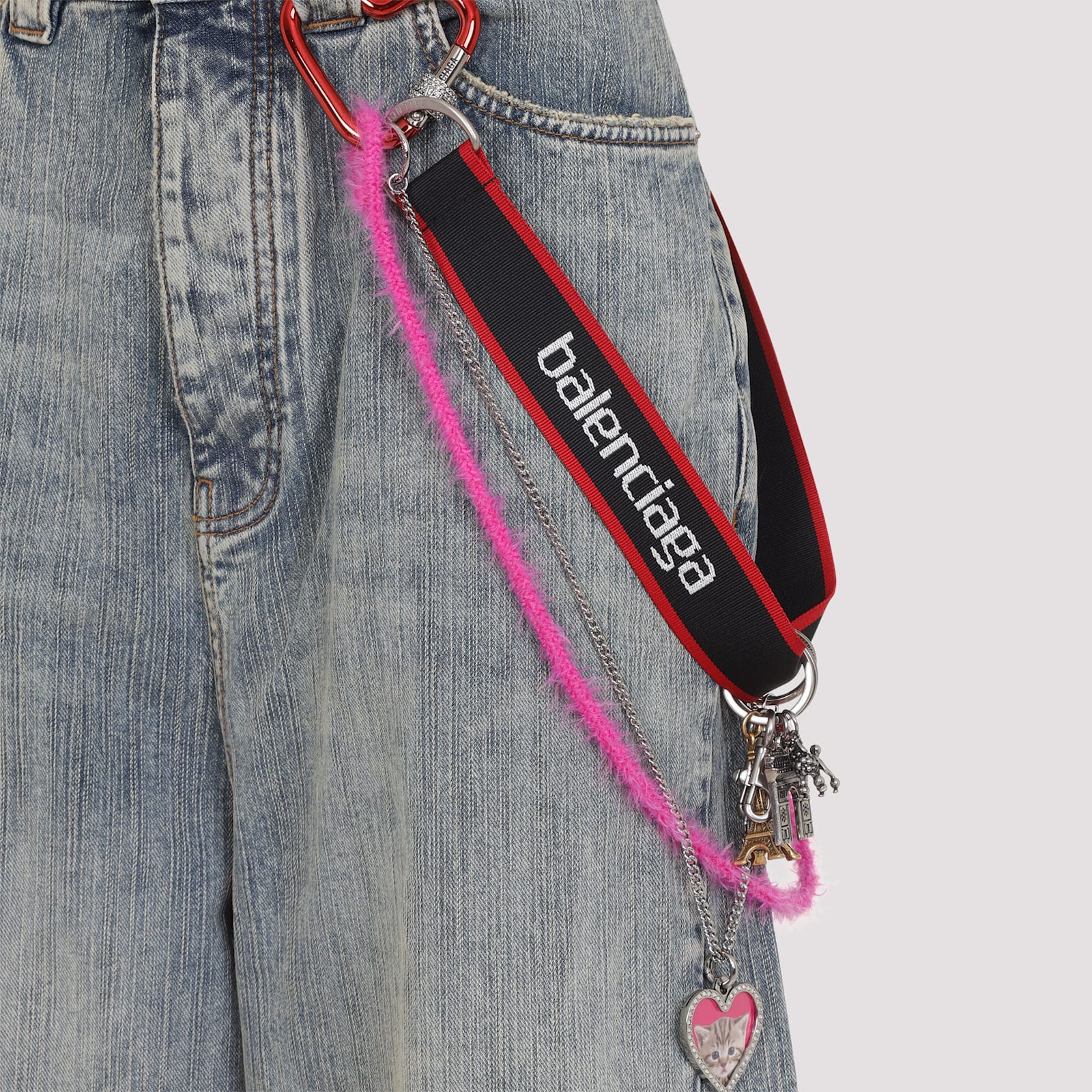 Balenciaga Women Blue Denim Charms Baggy Jeans In Blue