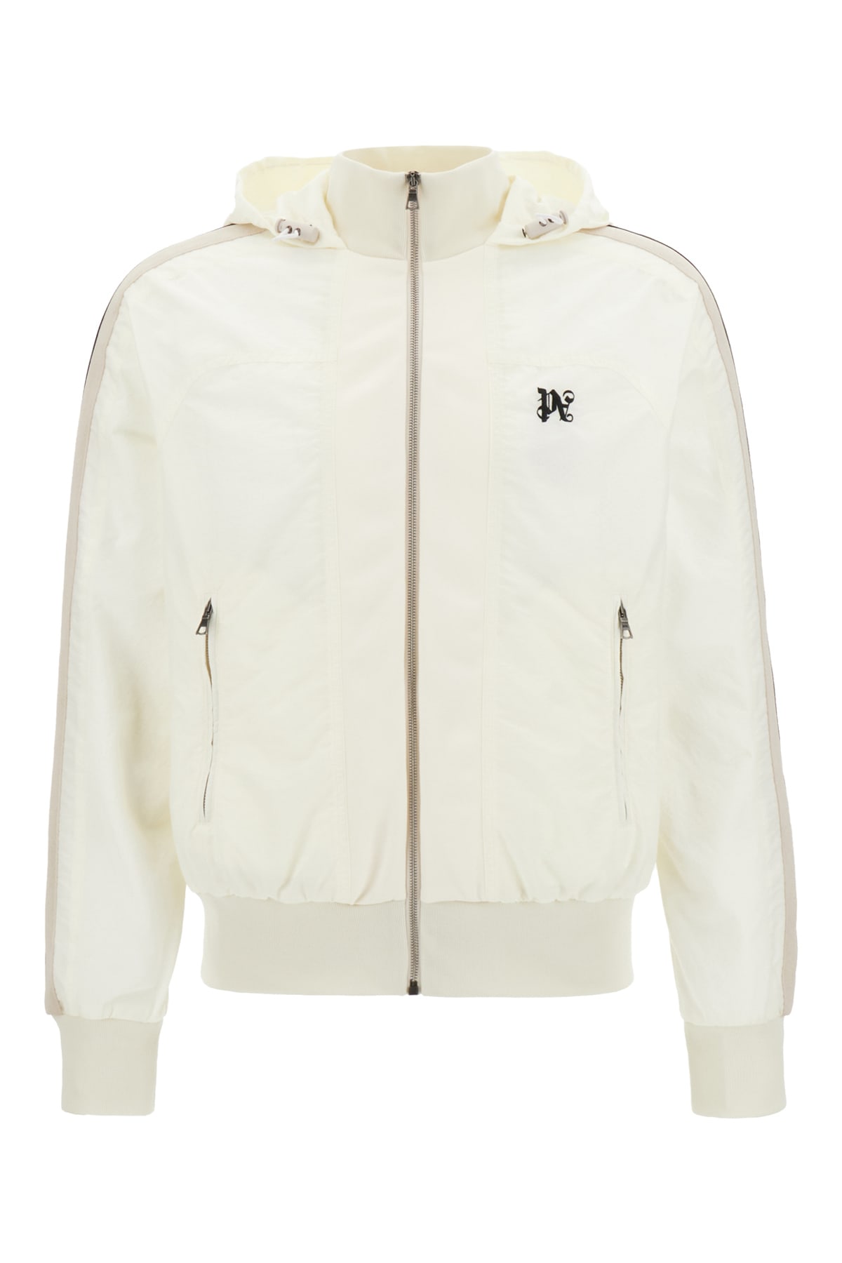 Palm Angels Ivory Nylon Blend Windbreaker In Neutral