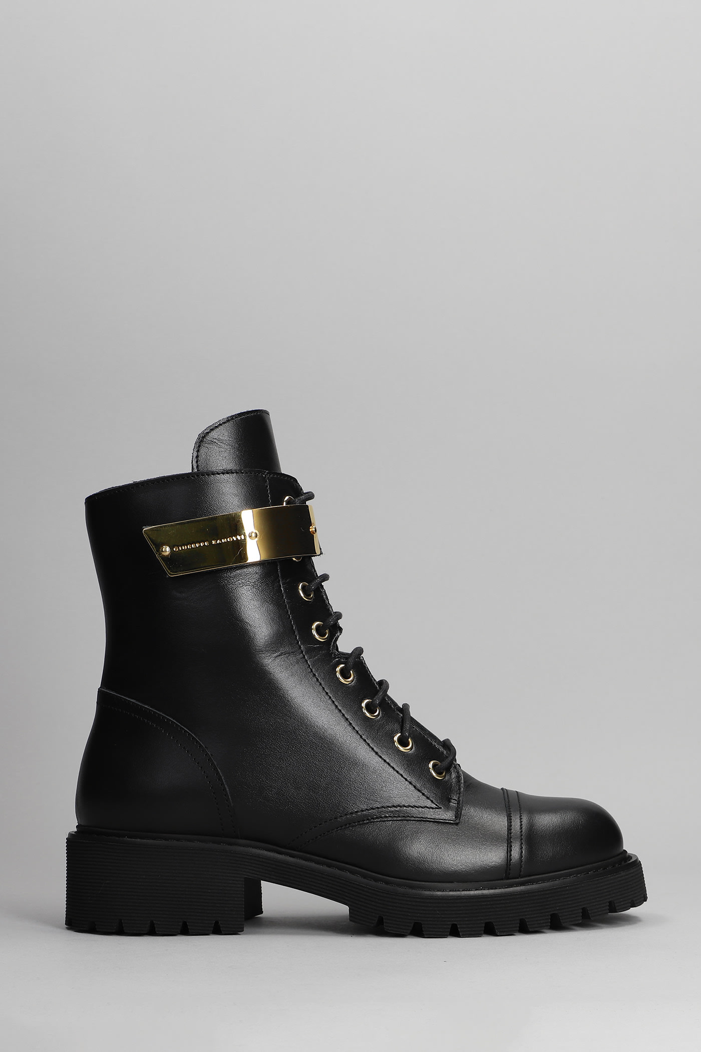 Giuseppe Zanotti Alexa Combat Boots In Black Leather