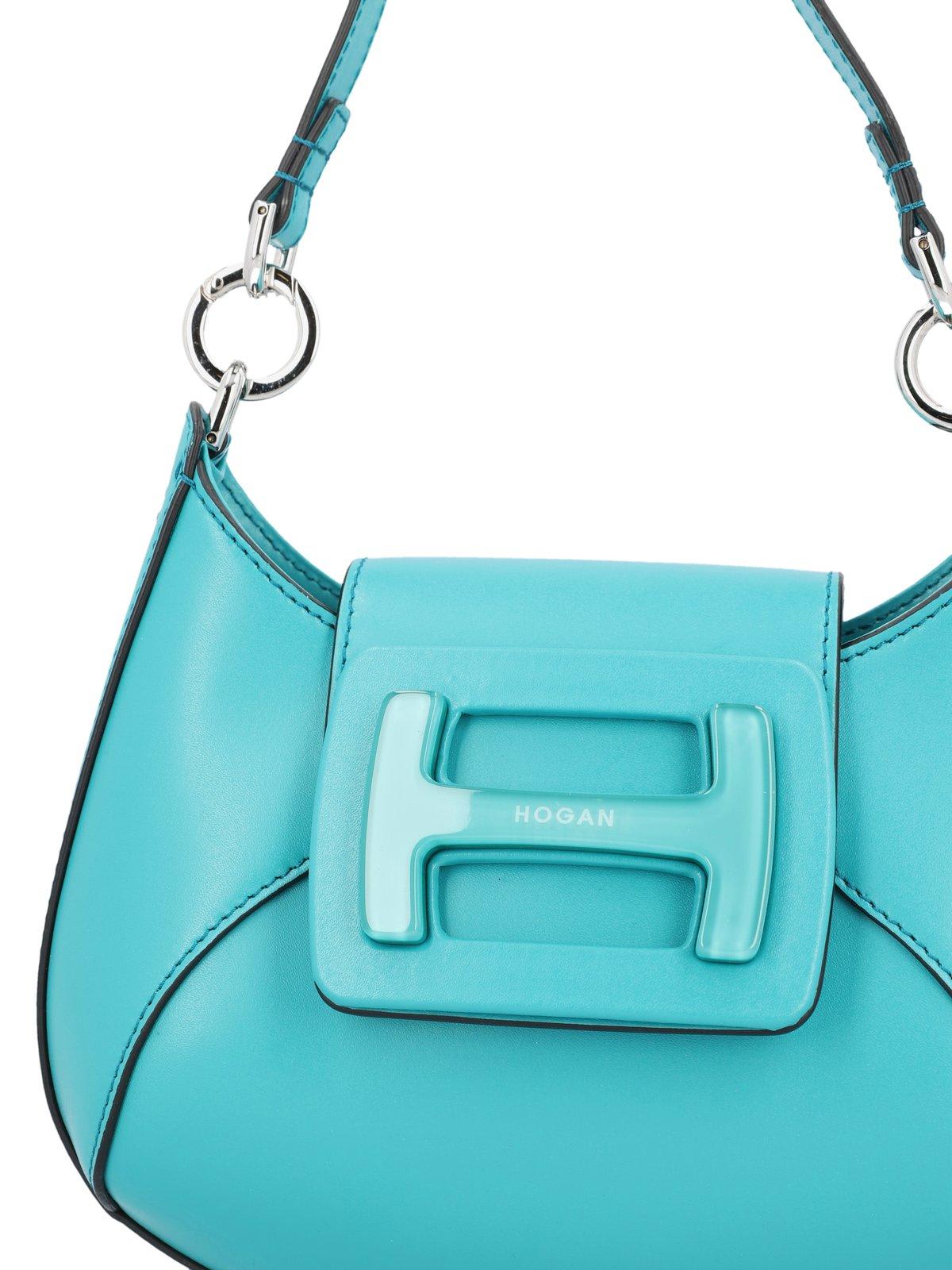 Shop Hogan H-buckle Mini Hobo Bag In Clear Blue