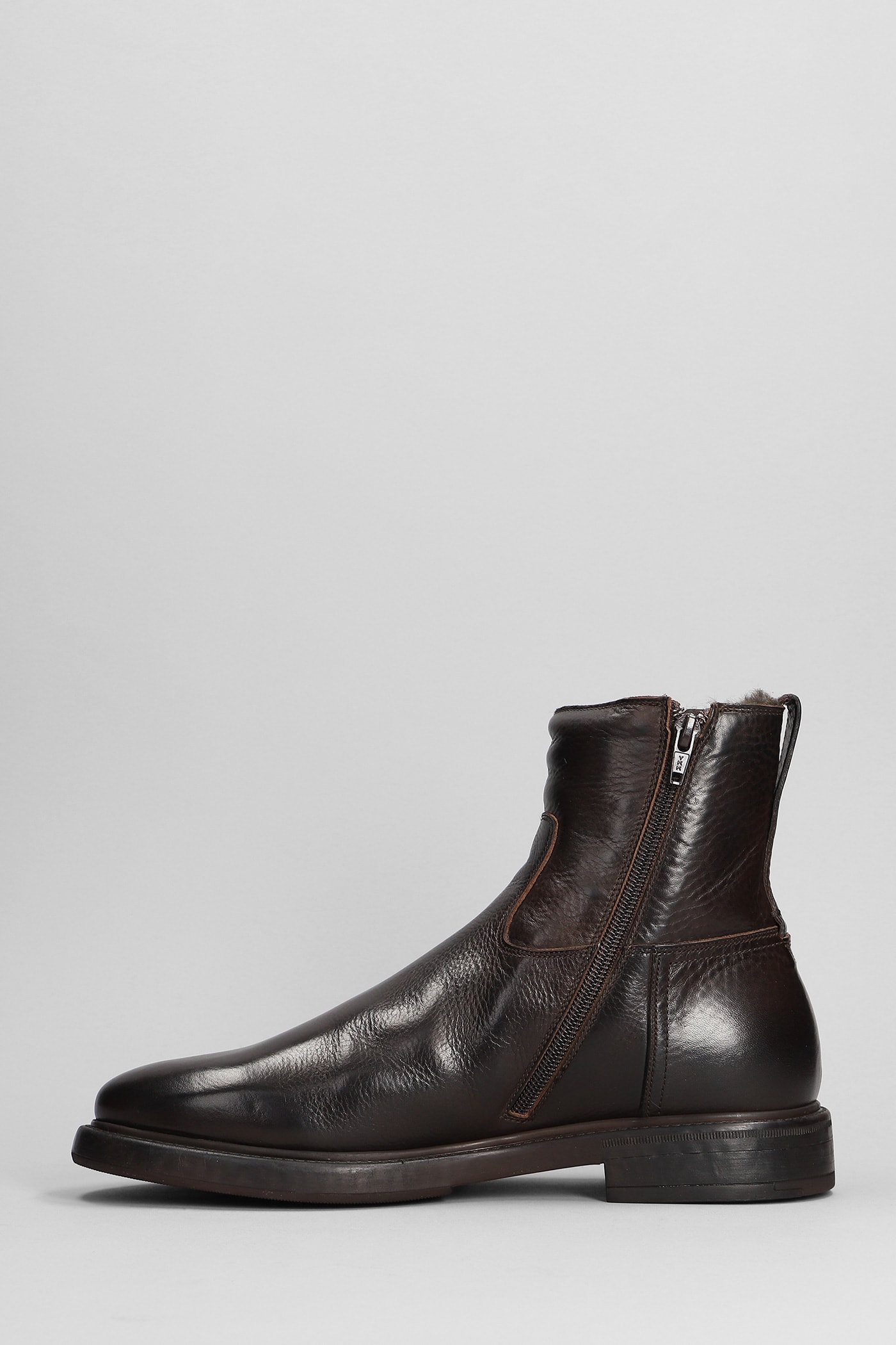 Shop Silvano Sassetti Low Heels Ankle Boots In Dark Brown Leather