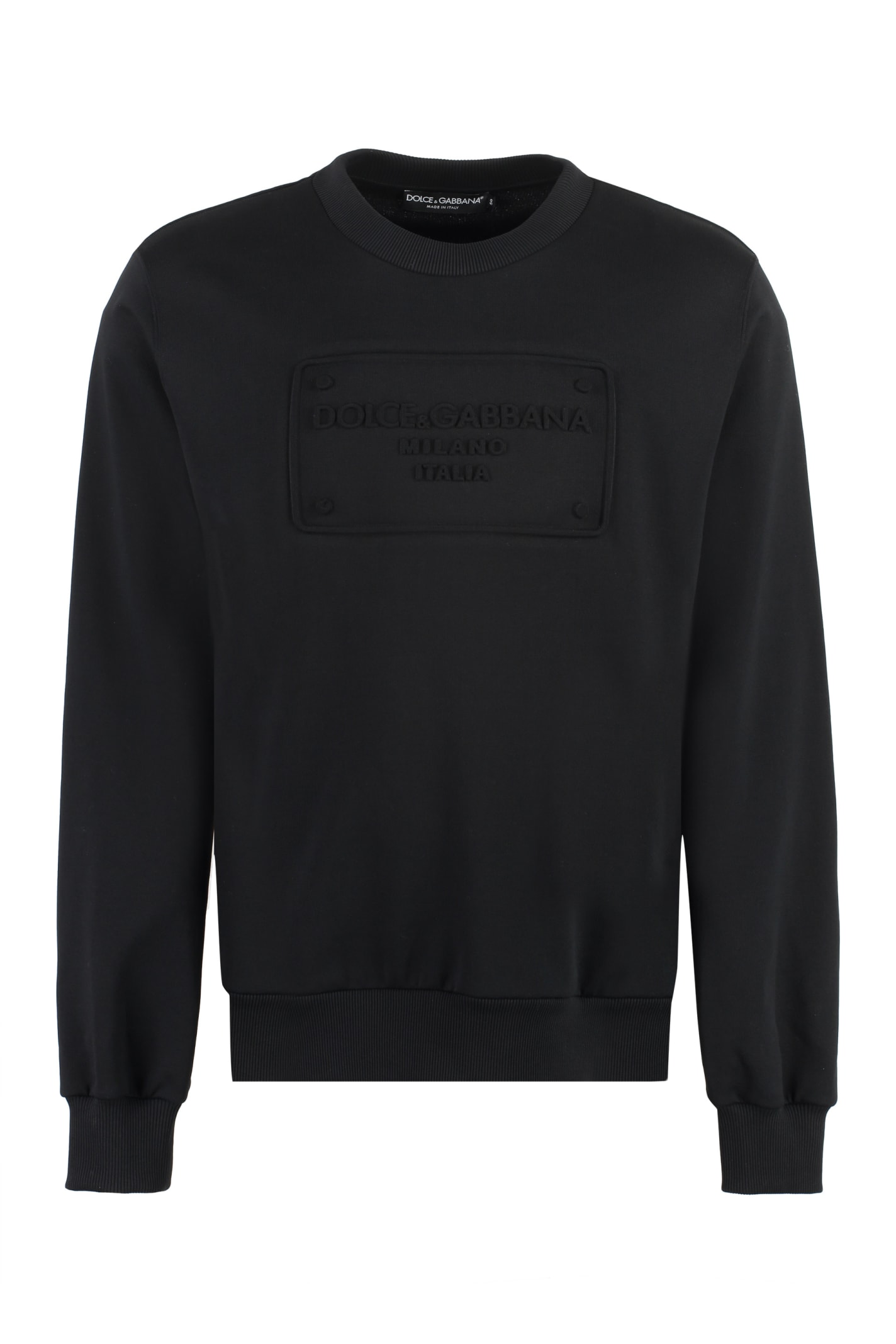 Shop Dolce & Gabbana Logo Detail Cotton Sweatshirt In Black