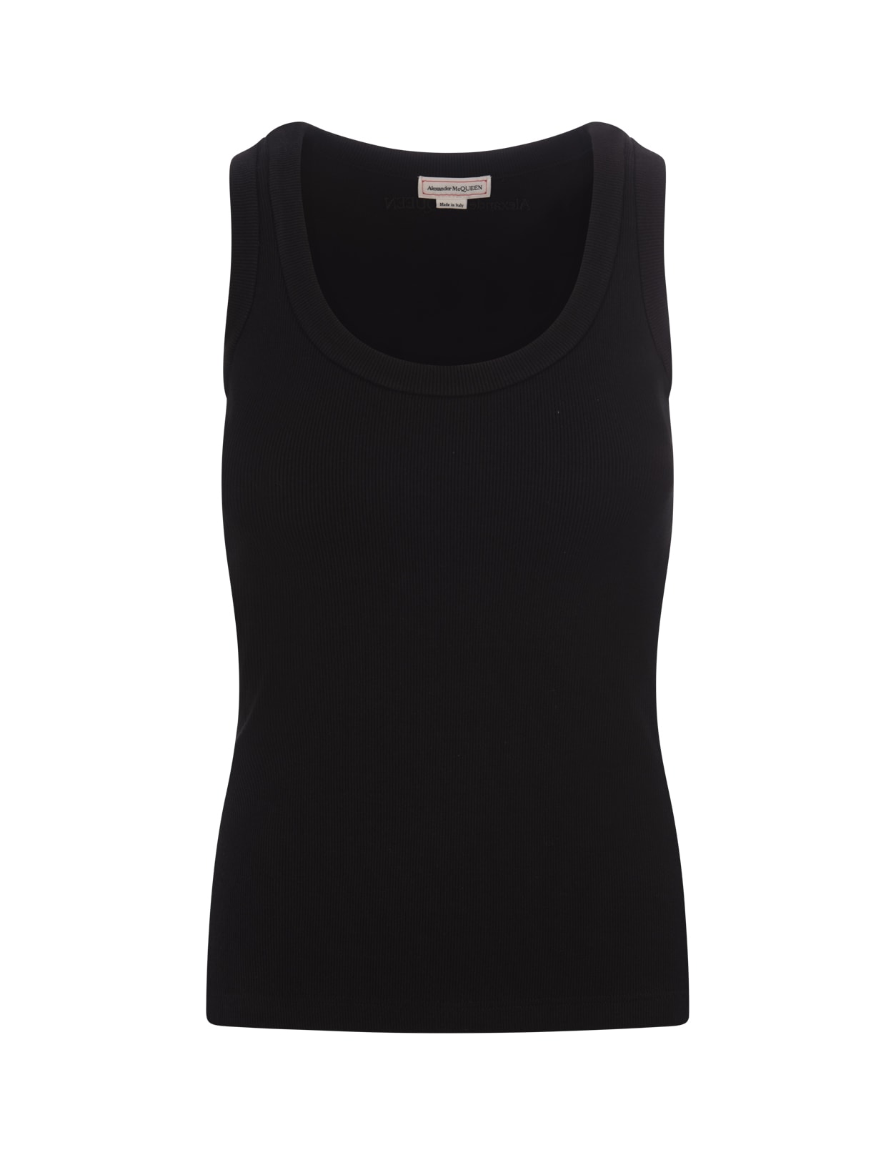 Shop Alexander Mcqueen Black Ribbed Tank Top