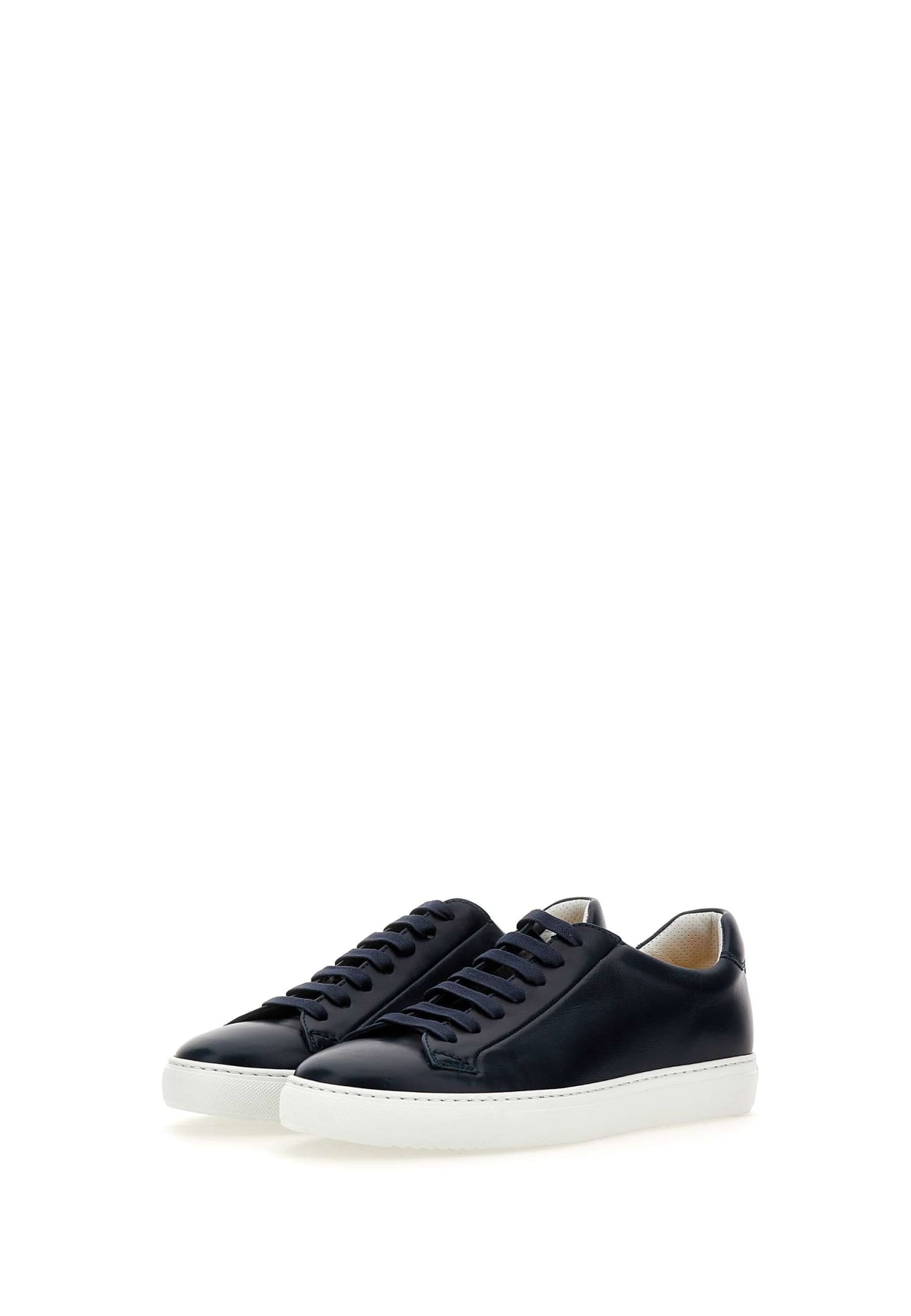 Shop Doucal's Chiffon Leather Sneakers In Blue