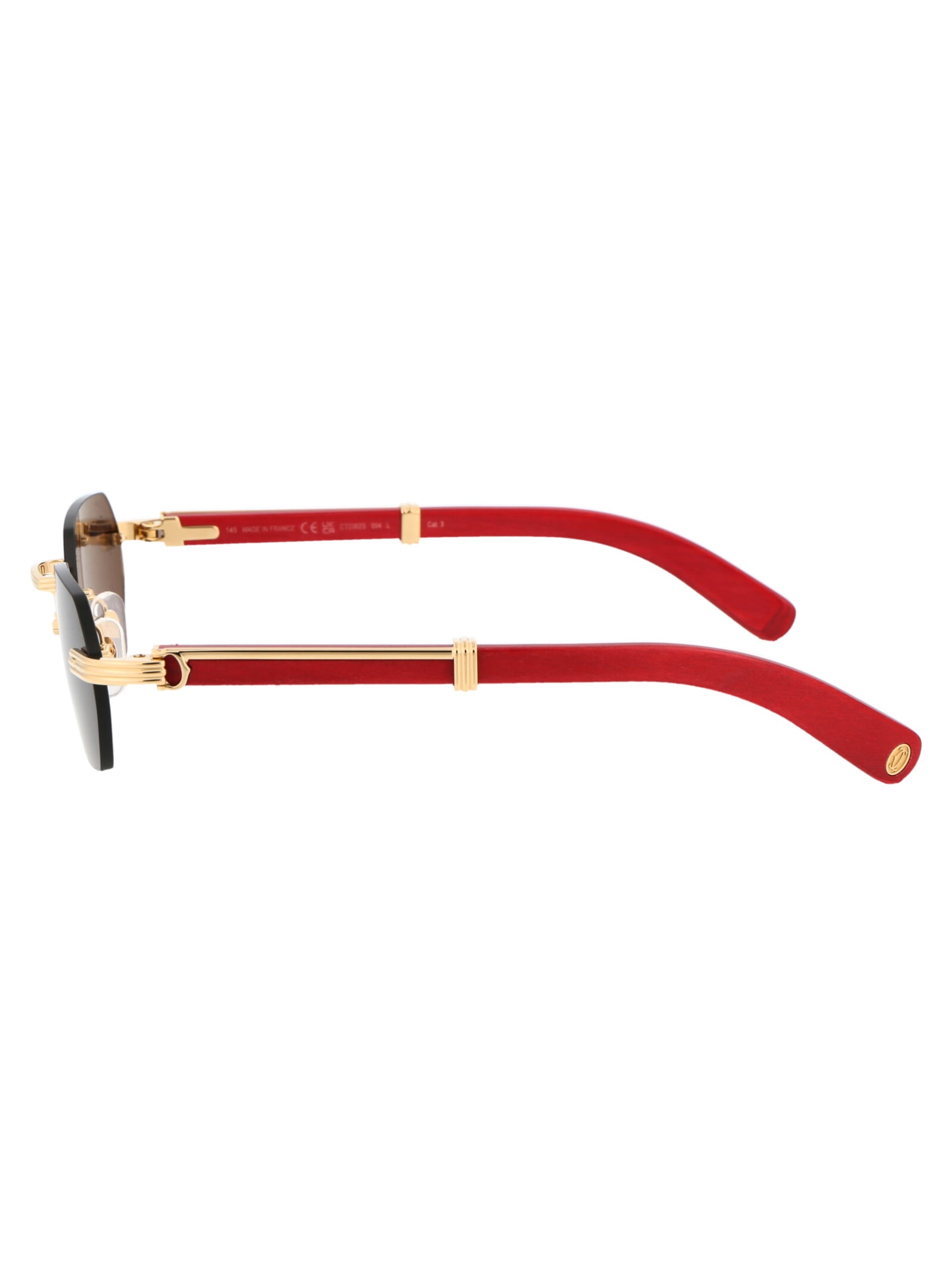 Shop Cartier Ct0362s Sunglasses In 004 Gold Red Grey