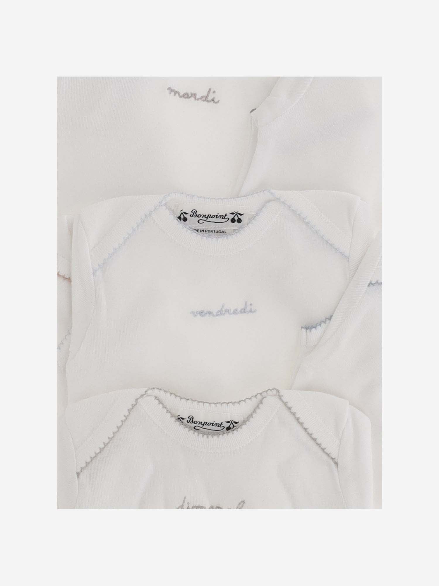 Shop Bonpoint Cotton Bodysuit With Logo In White